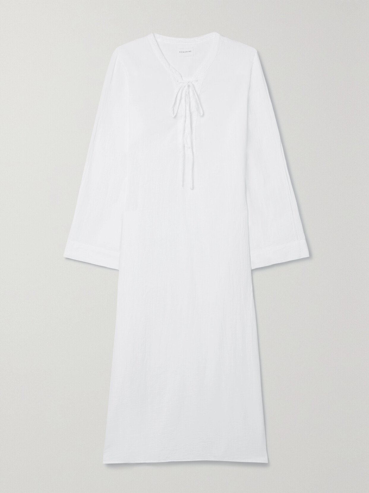 Honorine Jules Lace-up Cotton-voile Maxi Dress In White