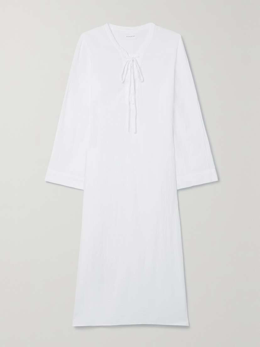 Honorine Jules Lace-up Cotton-voile Maxi Dress