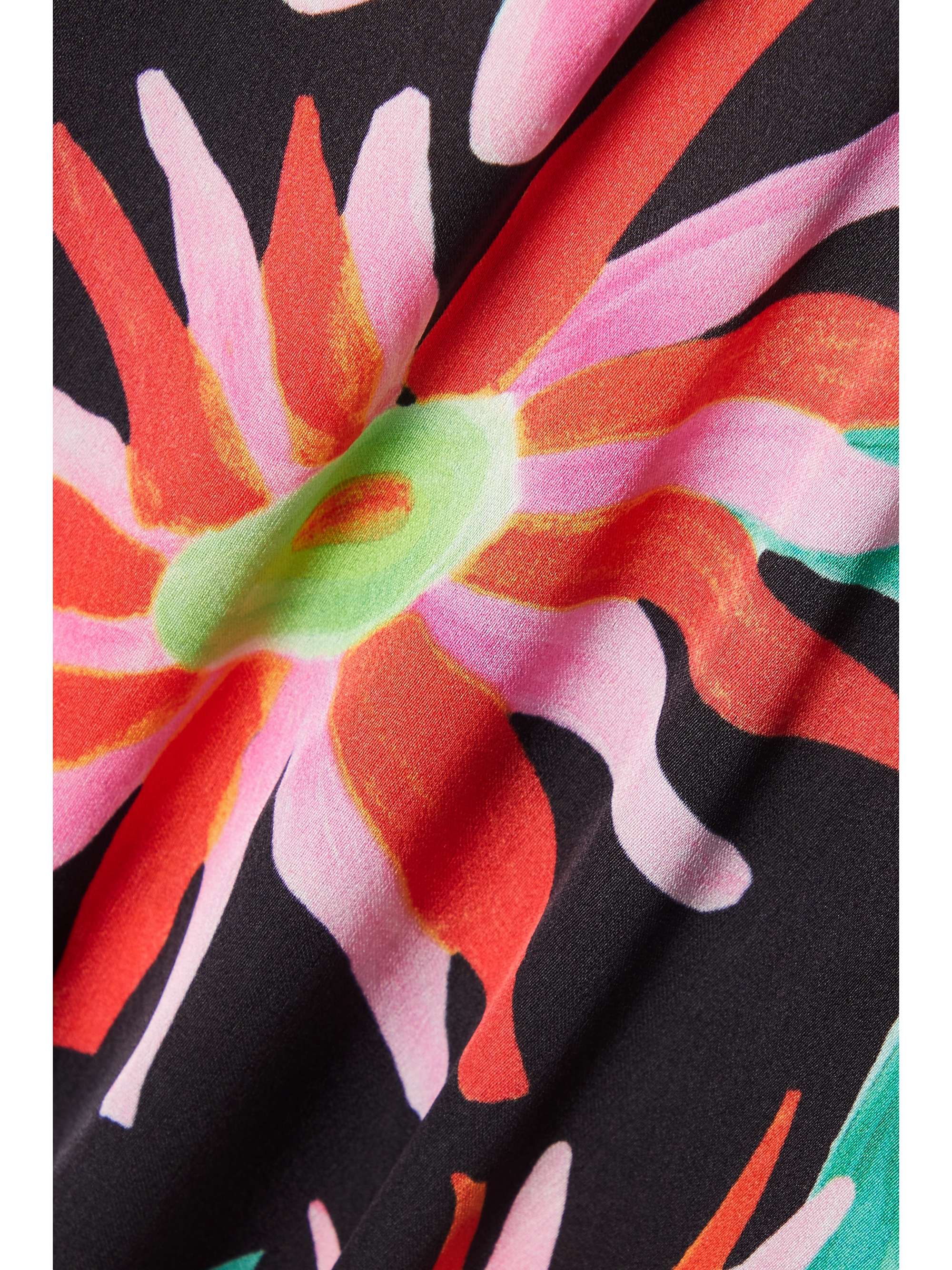 PATBO Aster crepe de chine-paneled cutout floral-print swimsuit