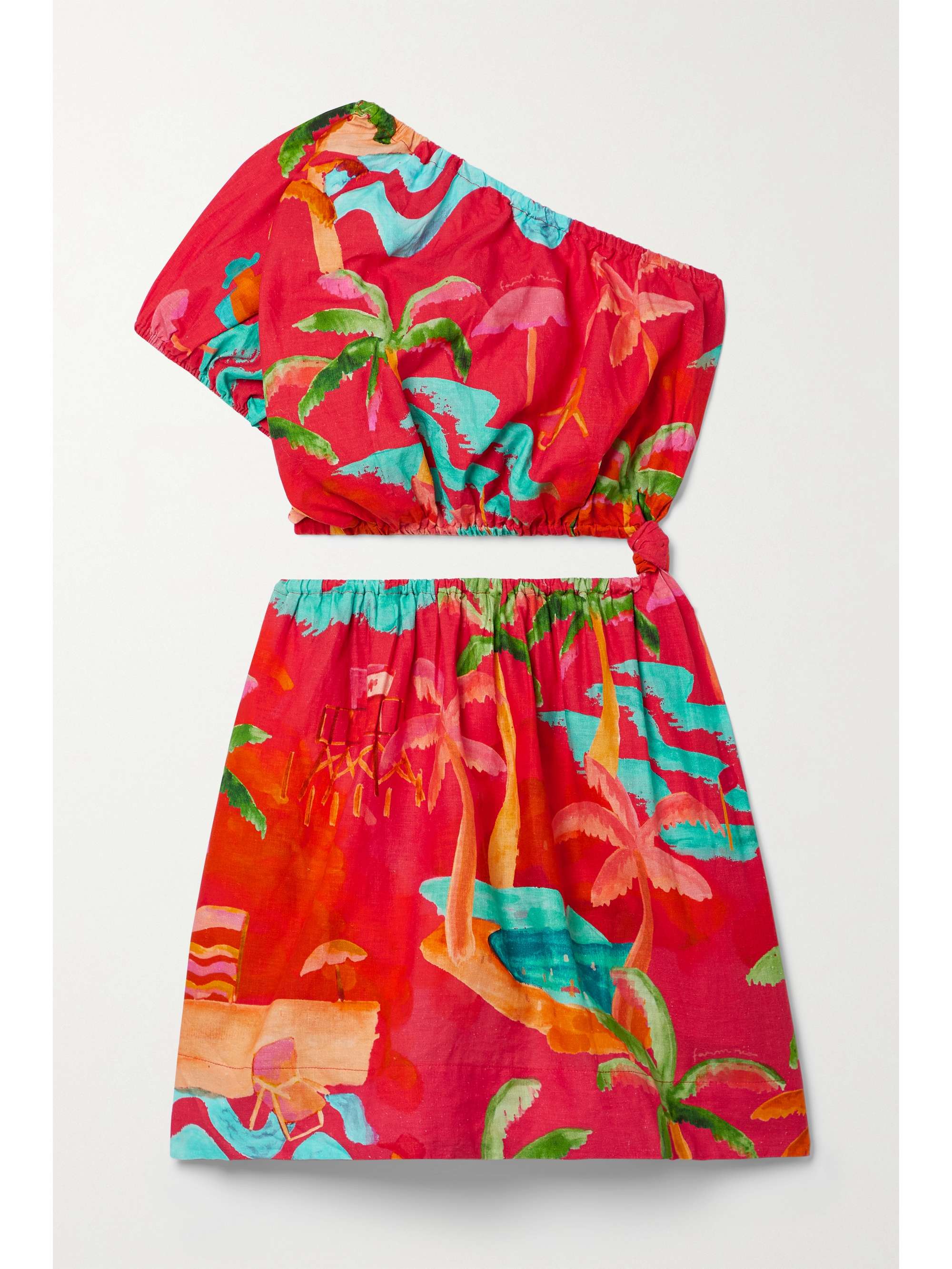 net-a-porter.com | Ipanema one-sleeve cutout printed linen-blend mini dress