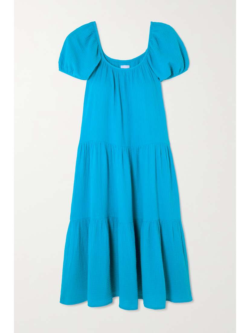Honorine Pamela Tiered Cotton-seersucker Midi Dress