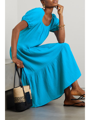 HONORINE Pamela tiered cotton-seersucker midi dress