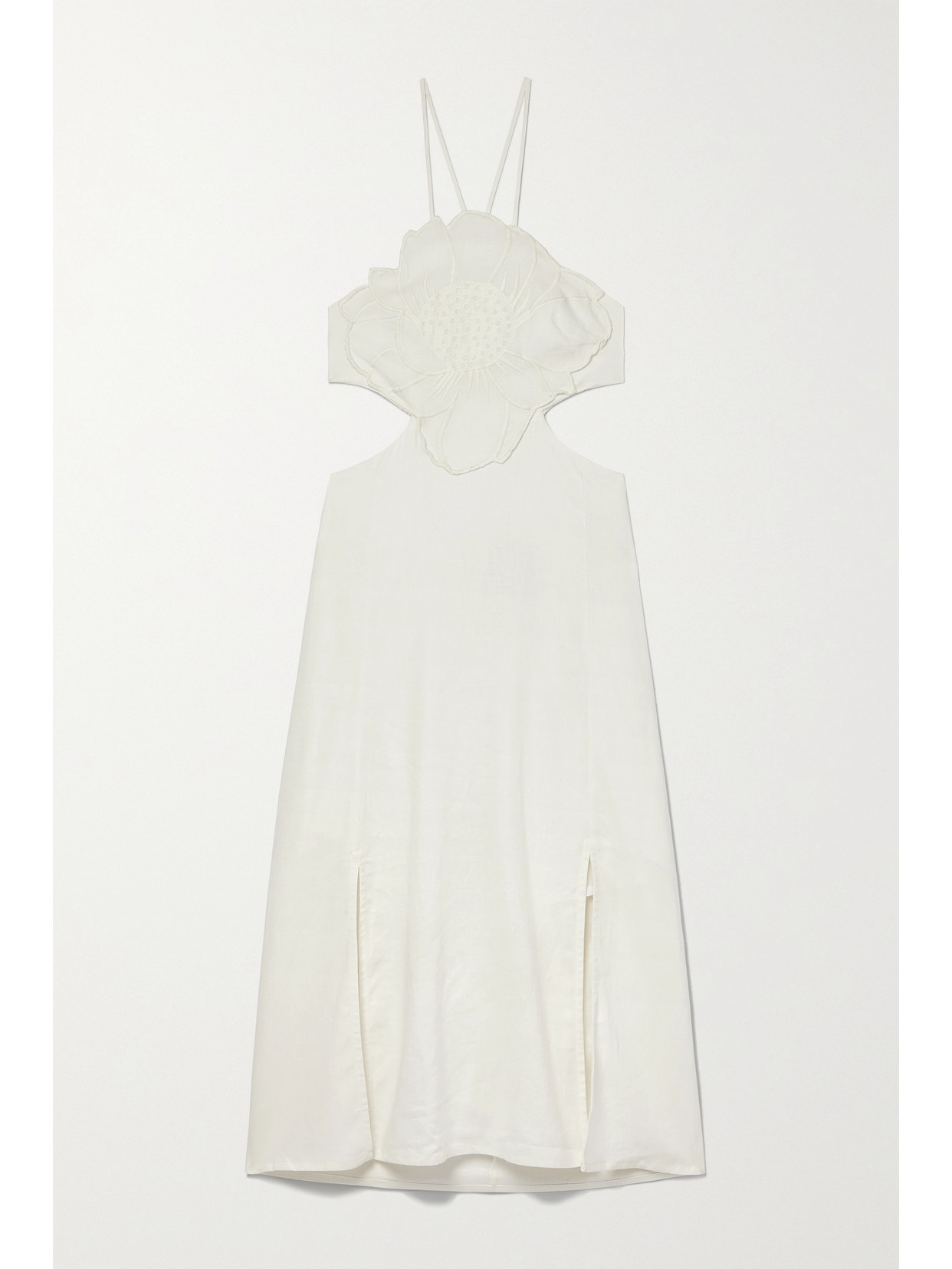 Farm Rio Open-back Cutout Embroidered Linen-blend Voile Midi Dress - White