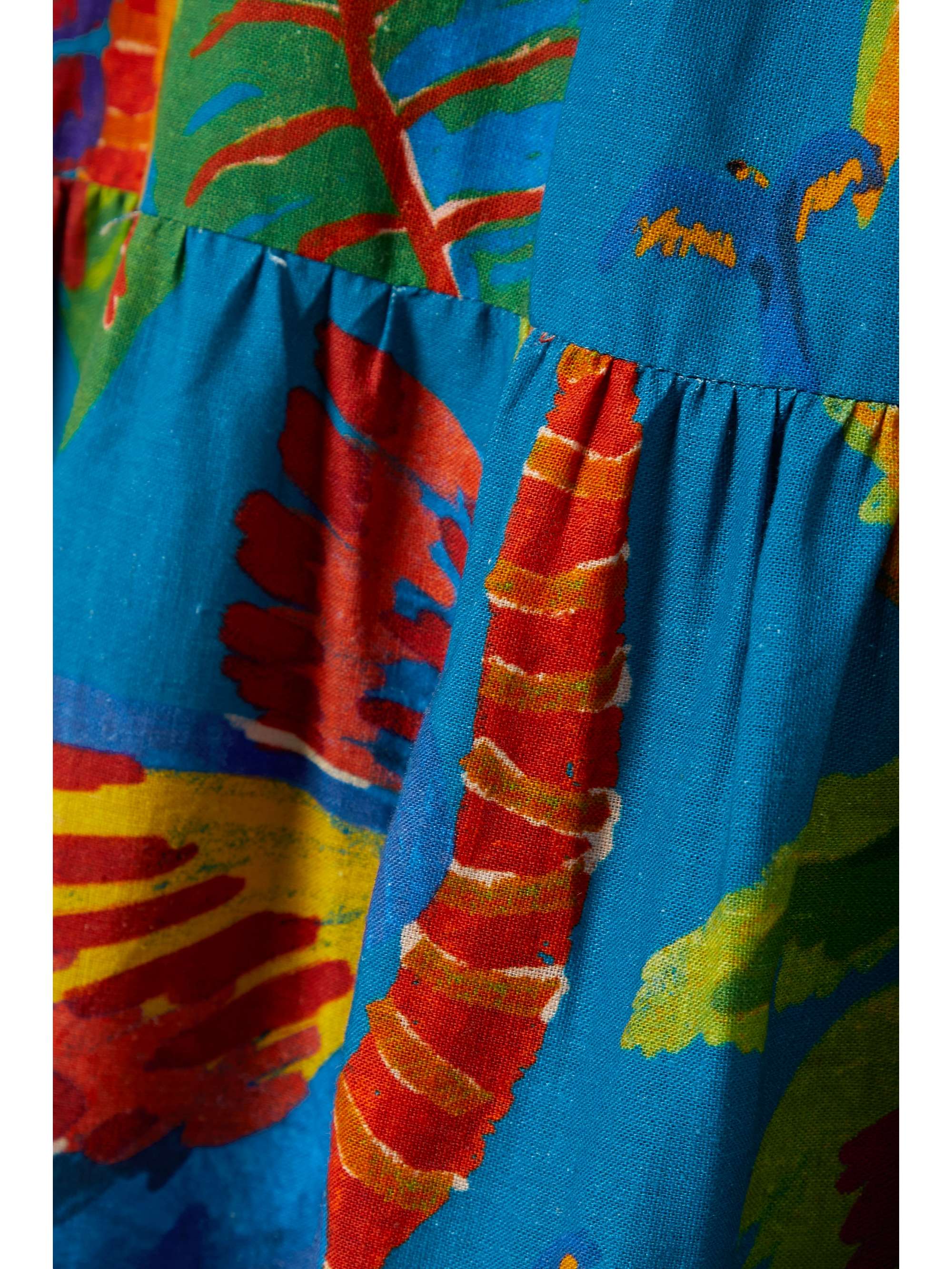 FARM RIO Sunny Day one-shoulder cutout printed linen-blend maxi dress