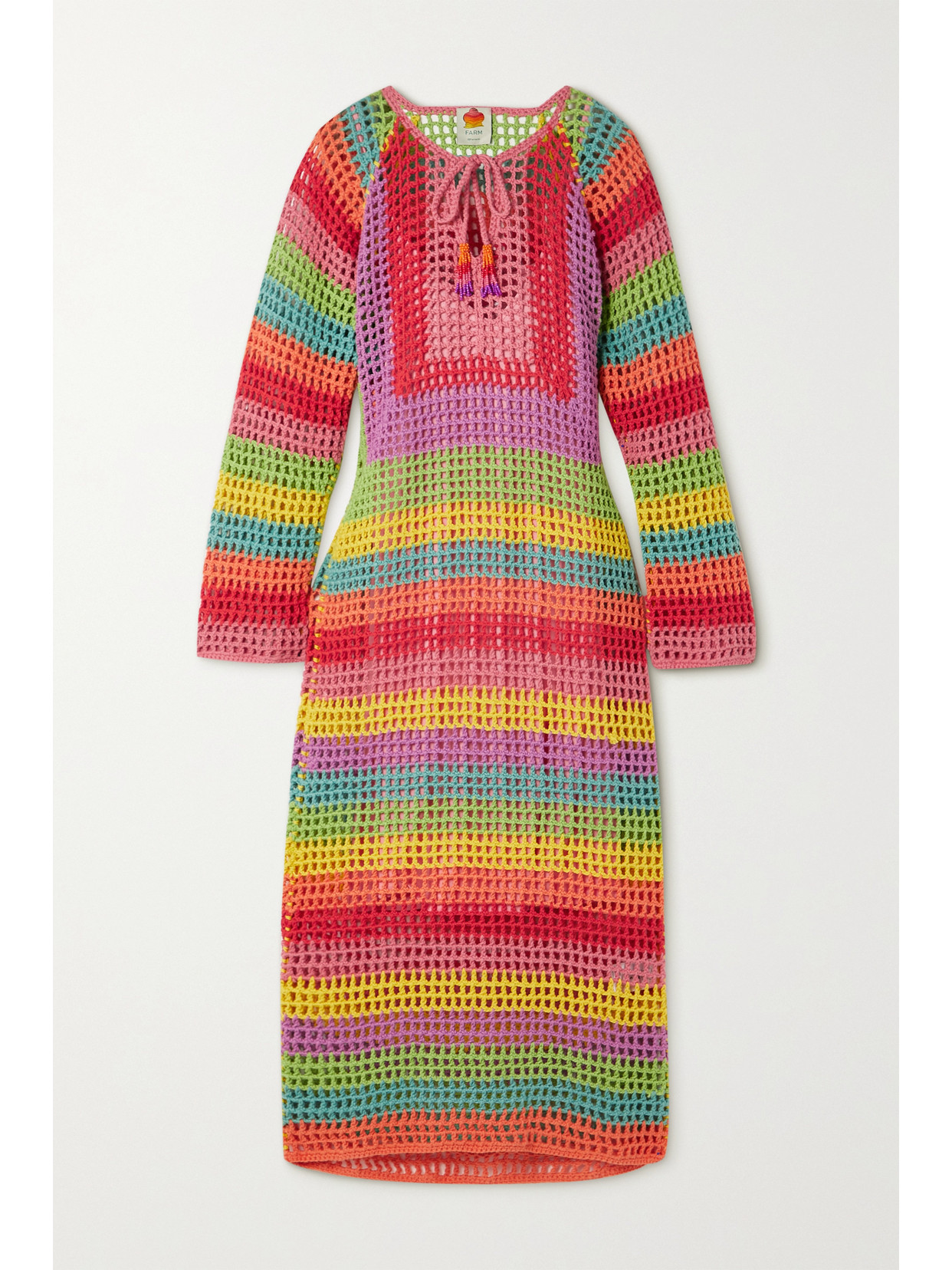 Striped Crocheted Cotton Maxi Dress