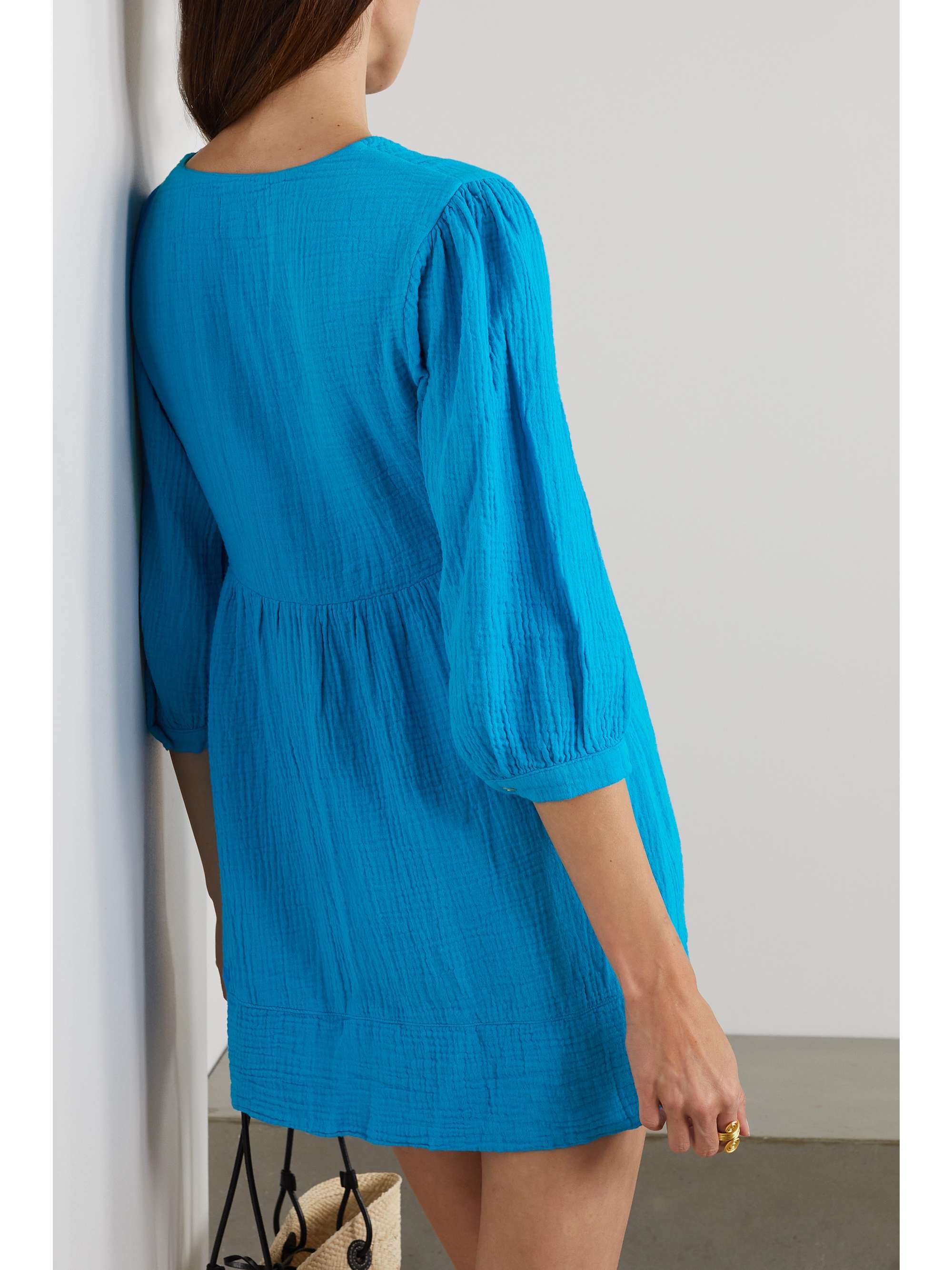 HONORINE Coco tiered cotton-seersucker mini dress