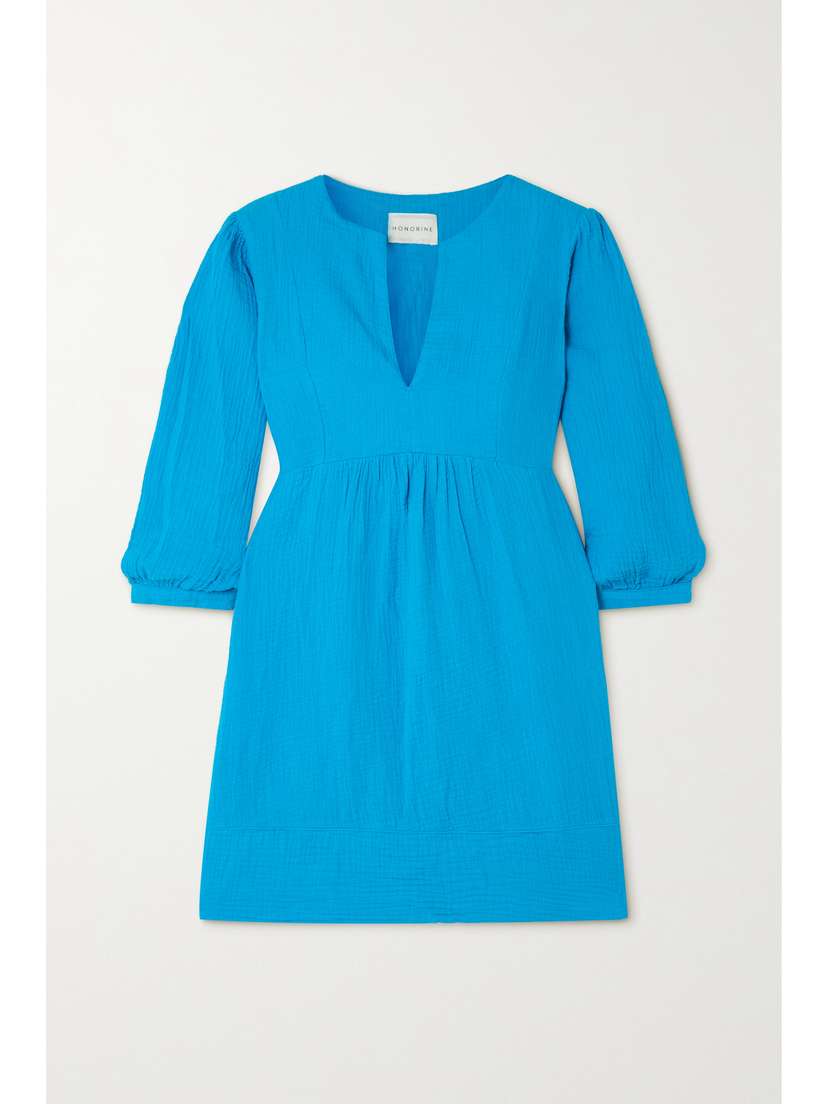 Honorine Coco Tiered Cotton-seersucker Mini Dress