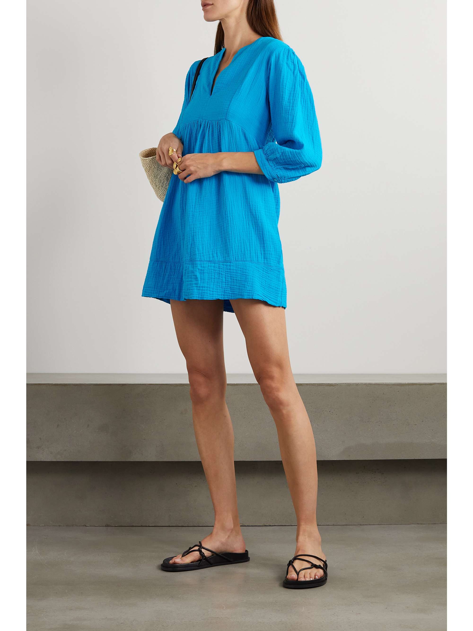 HONORINE Coco tiered cotton-seersucker mini dress