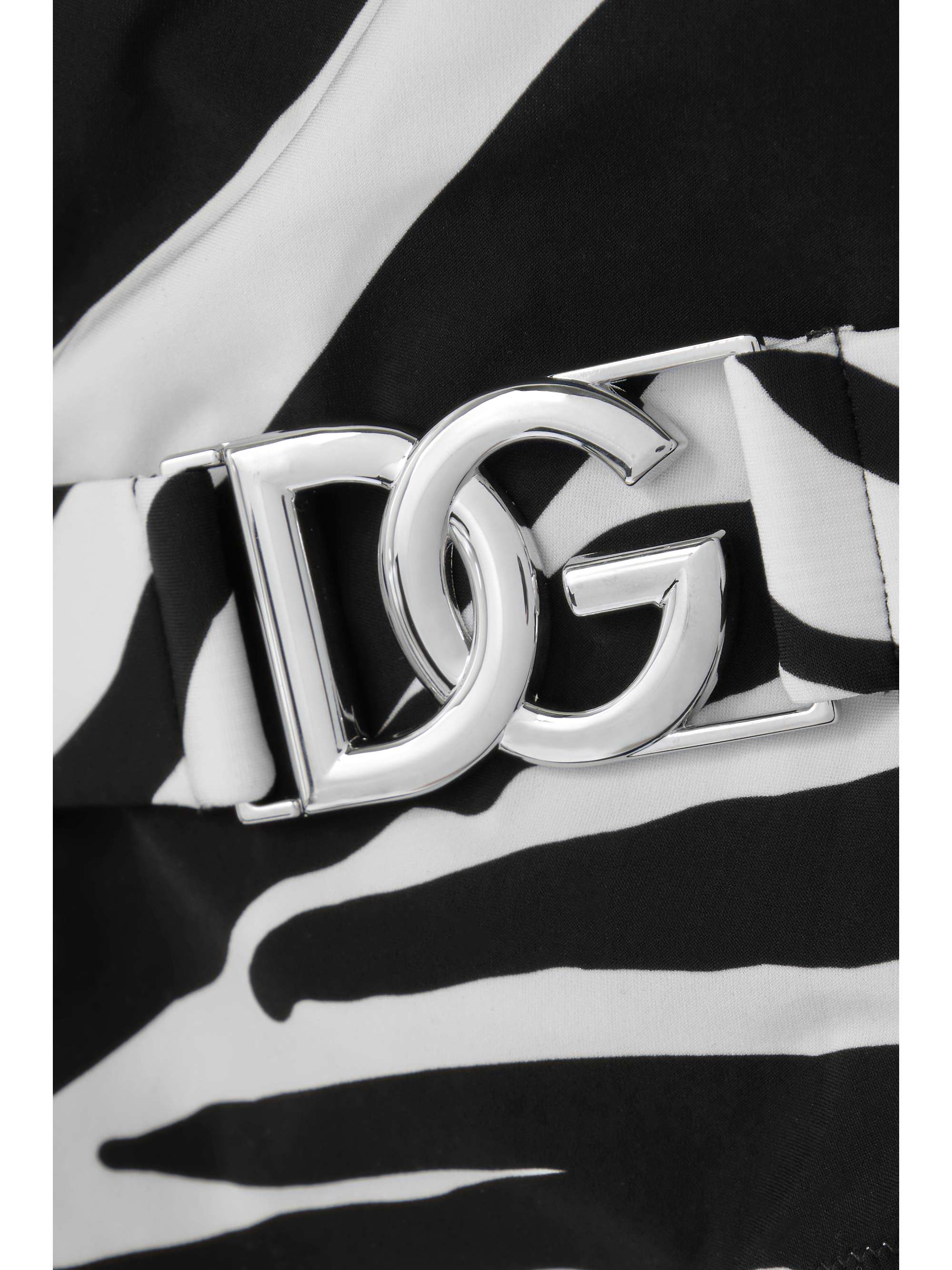 DOLCE&GABBANA Belted zebra-print halterneck swimsuit