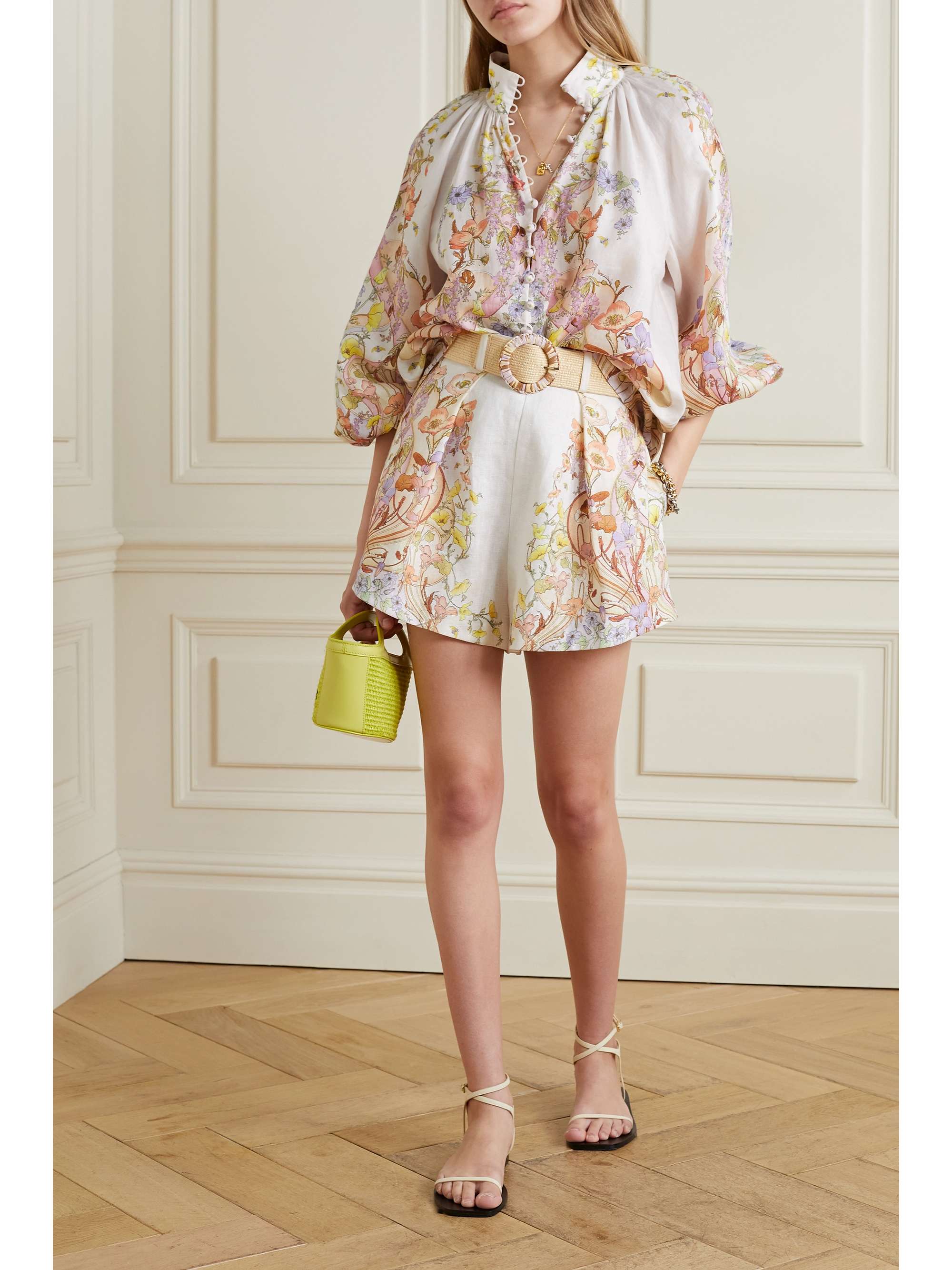 net-a-porter.com | Jeannie belted floral-print linen shorts