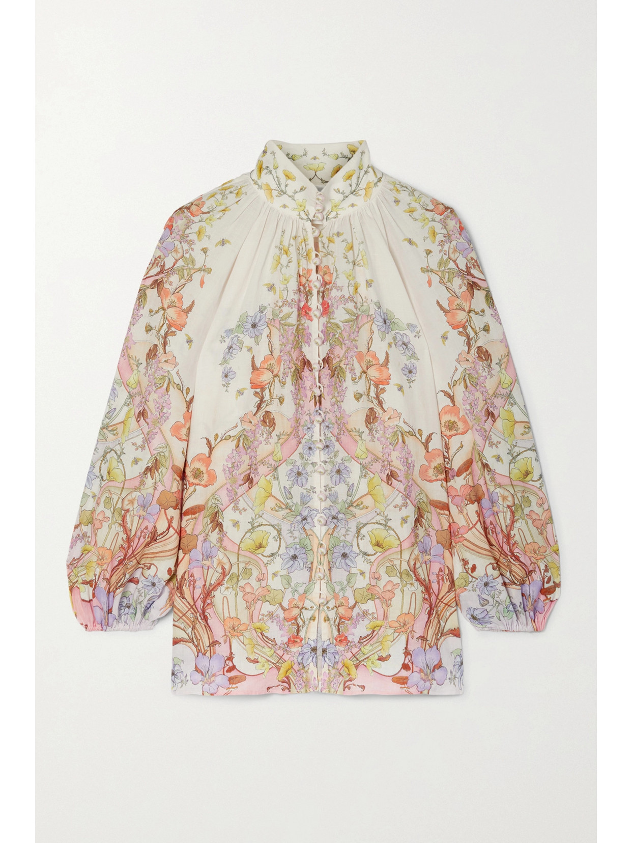 ZIMMERMANN JEANNIE FLORAL-PRINT RAMIE BLOUSE