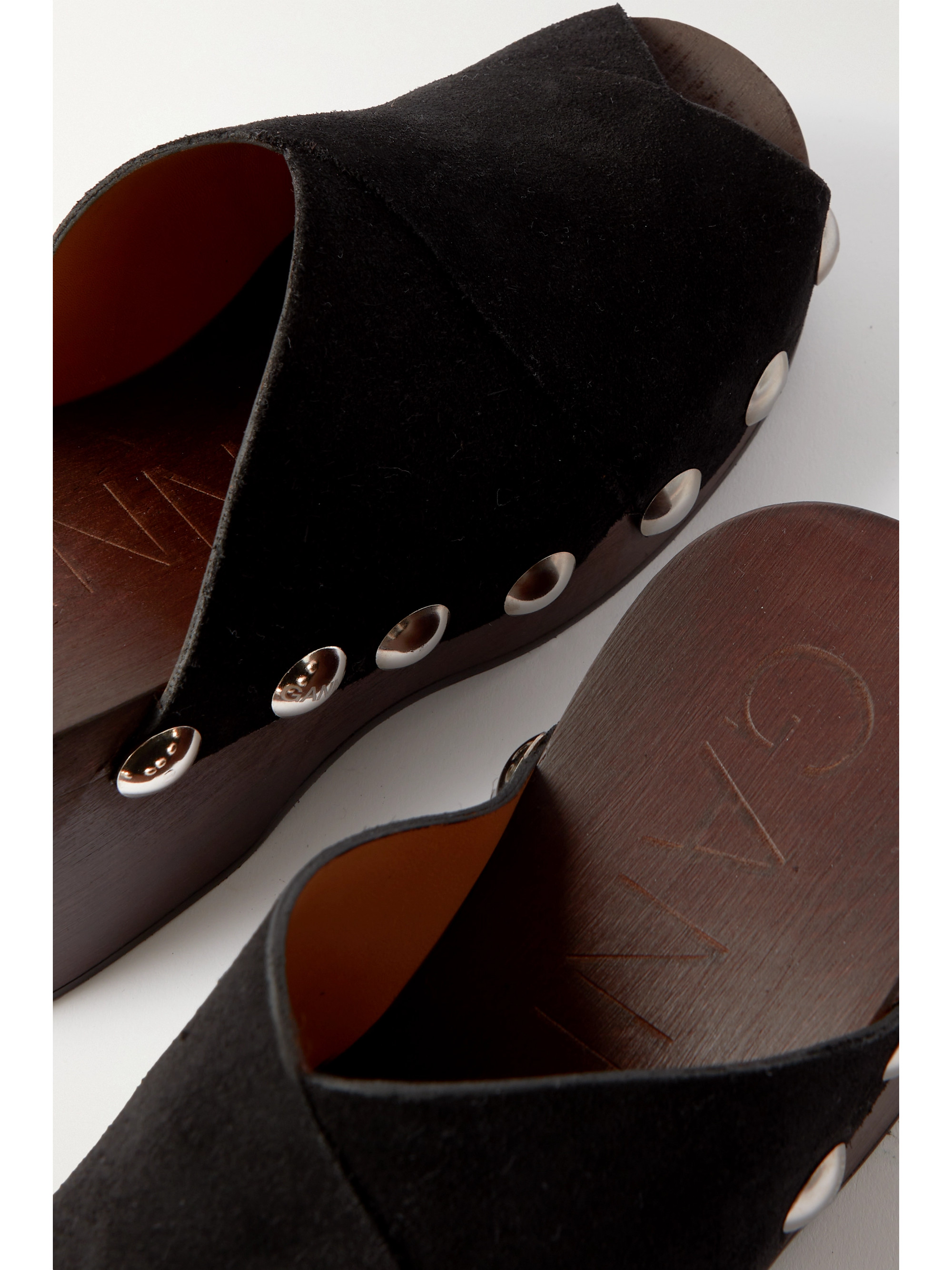 GANNI Studded suede platform mules thumbnail