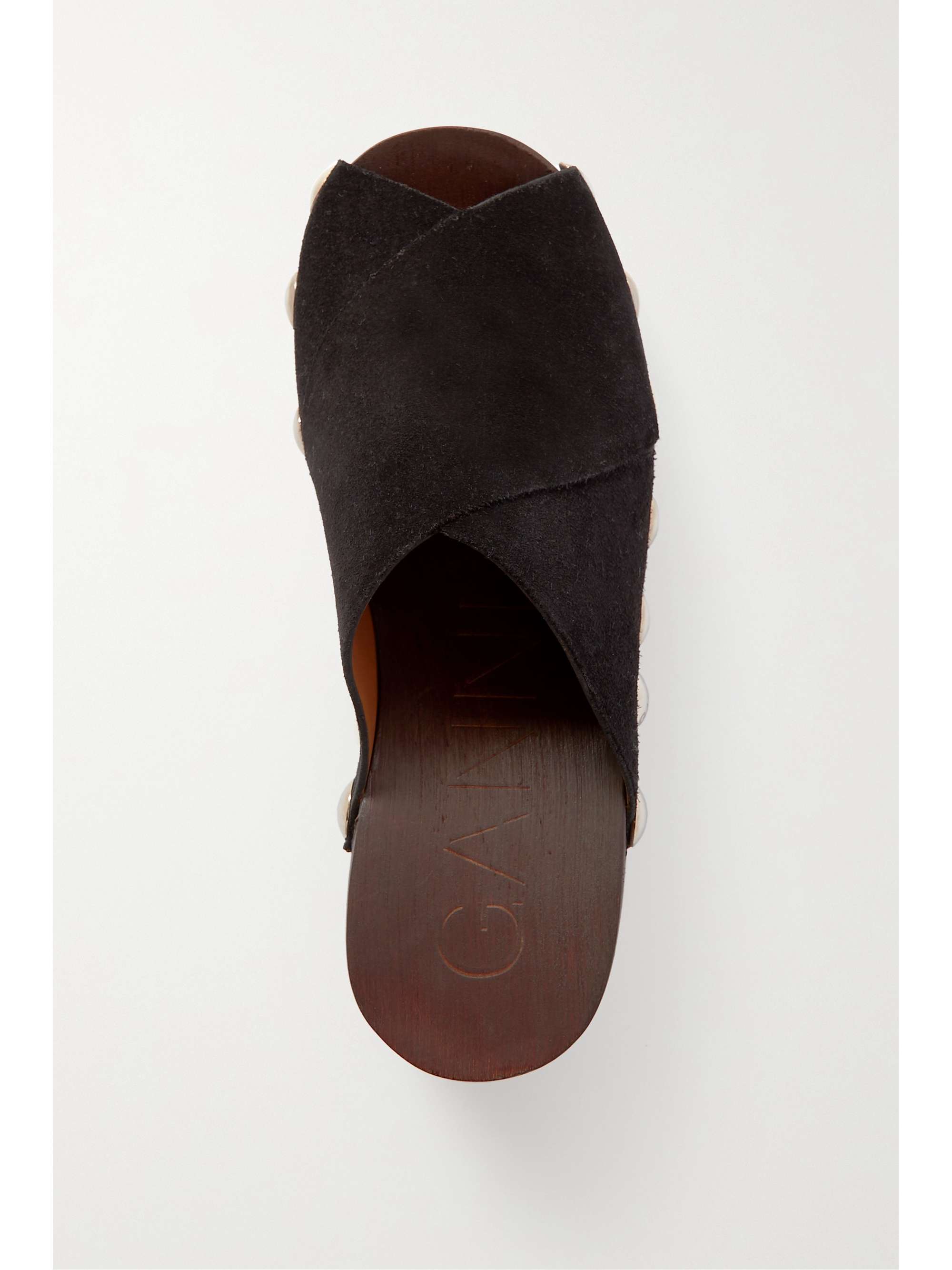 GANNI Studded suede platform mules