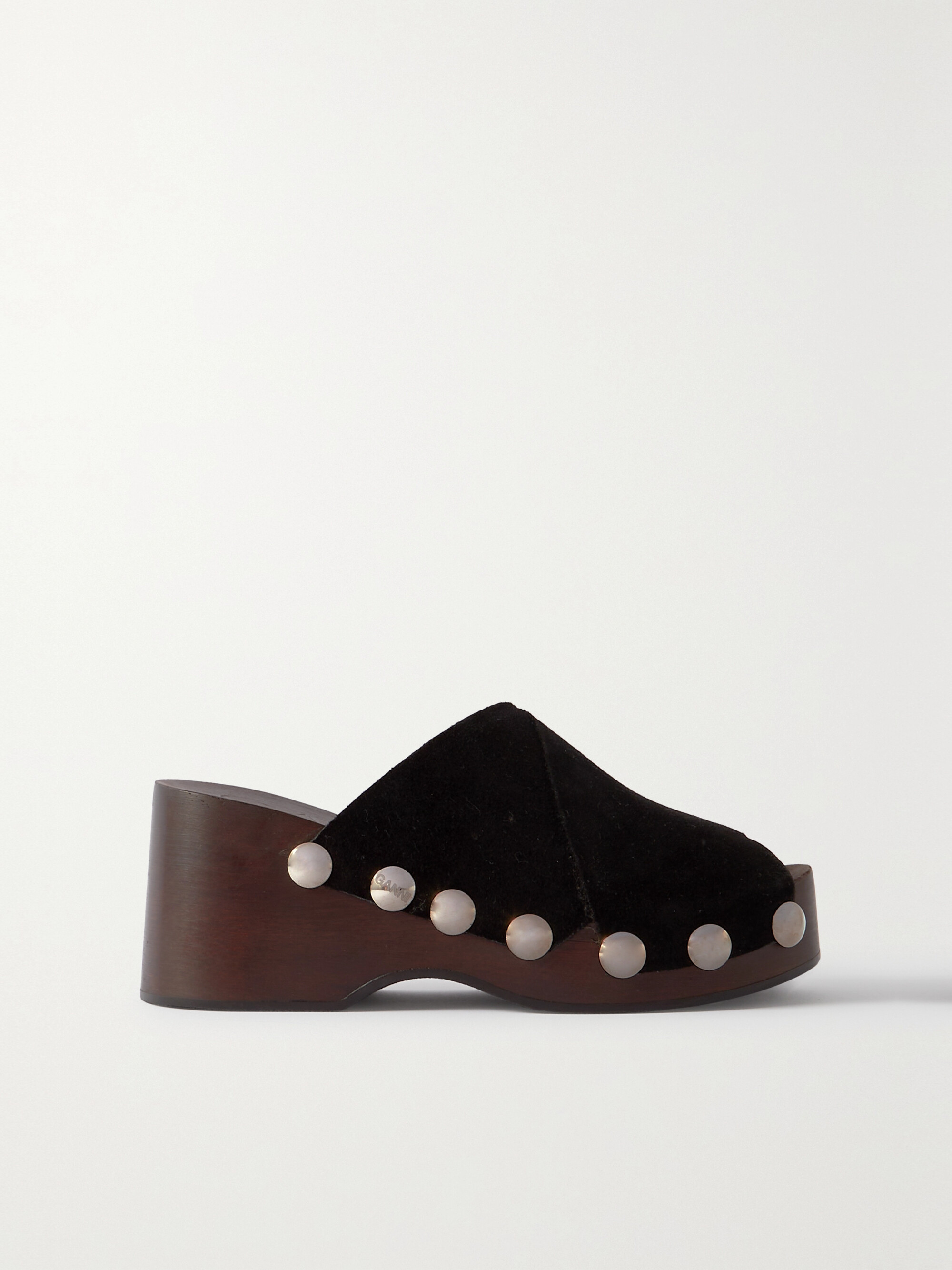 GANNI Studded suede platform mules