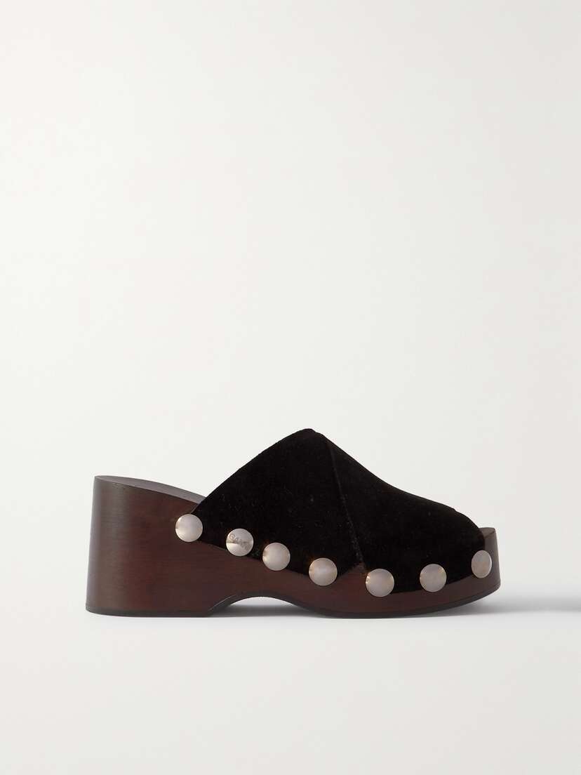 Ganni Studded Suede Platform Mules