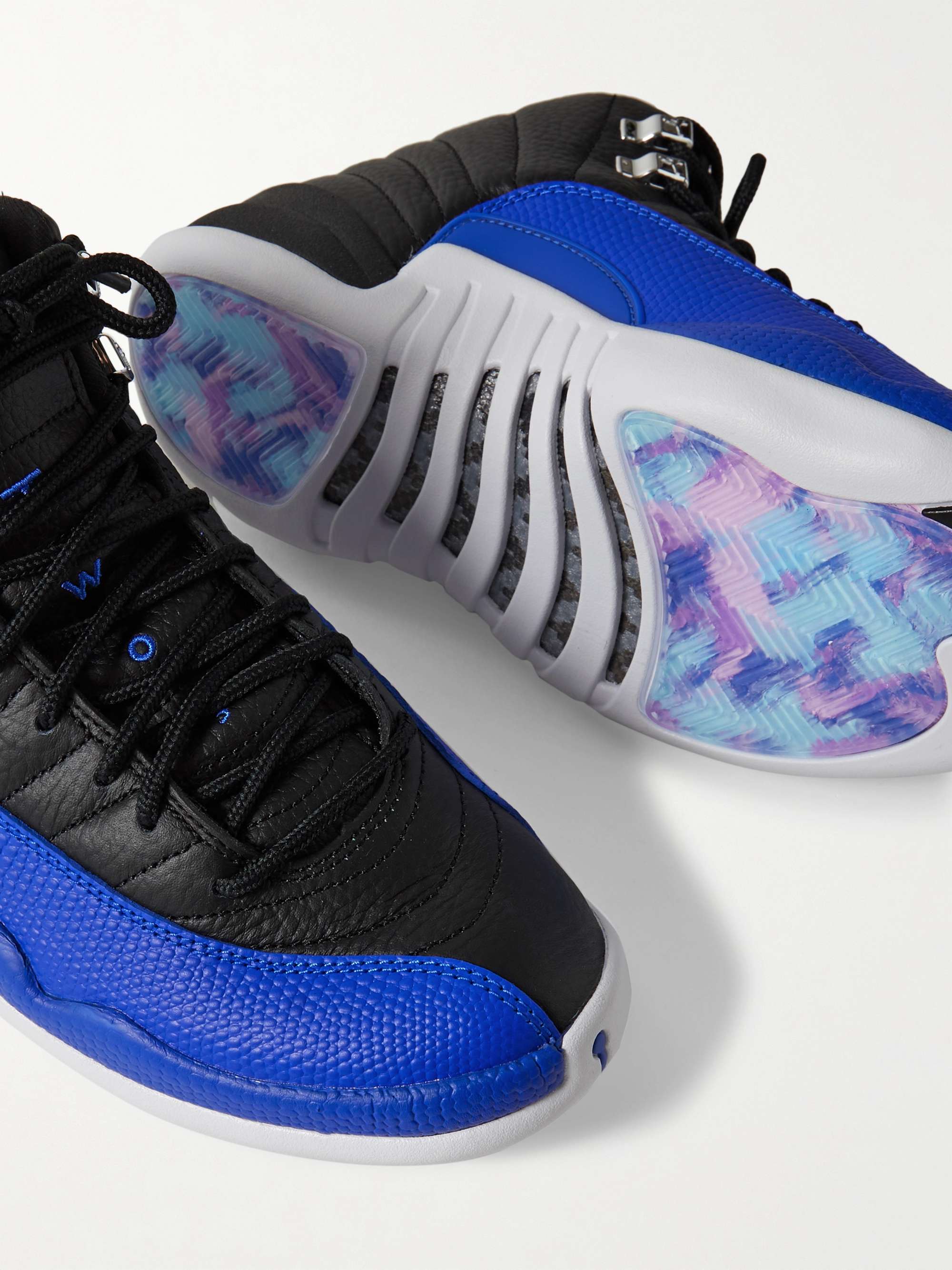 NIKE Air Jordan 12 Retro textured-leather high-top sneakers