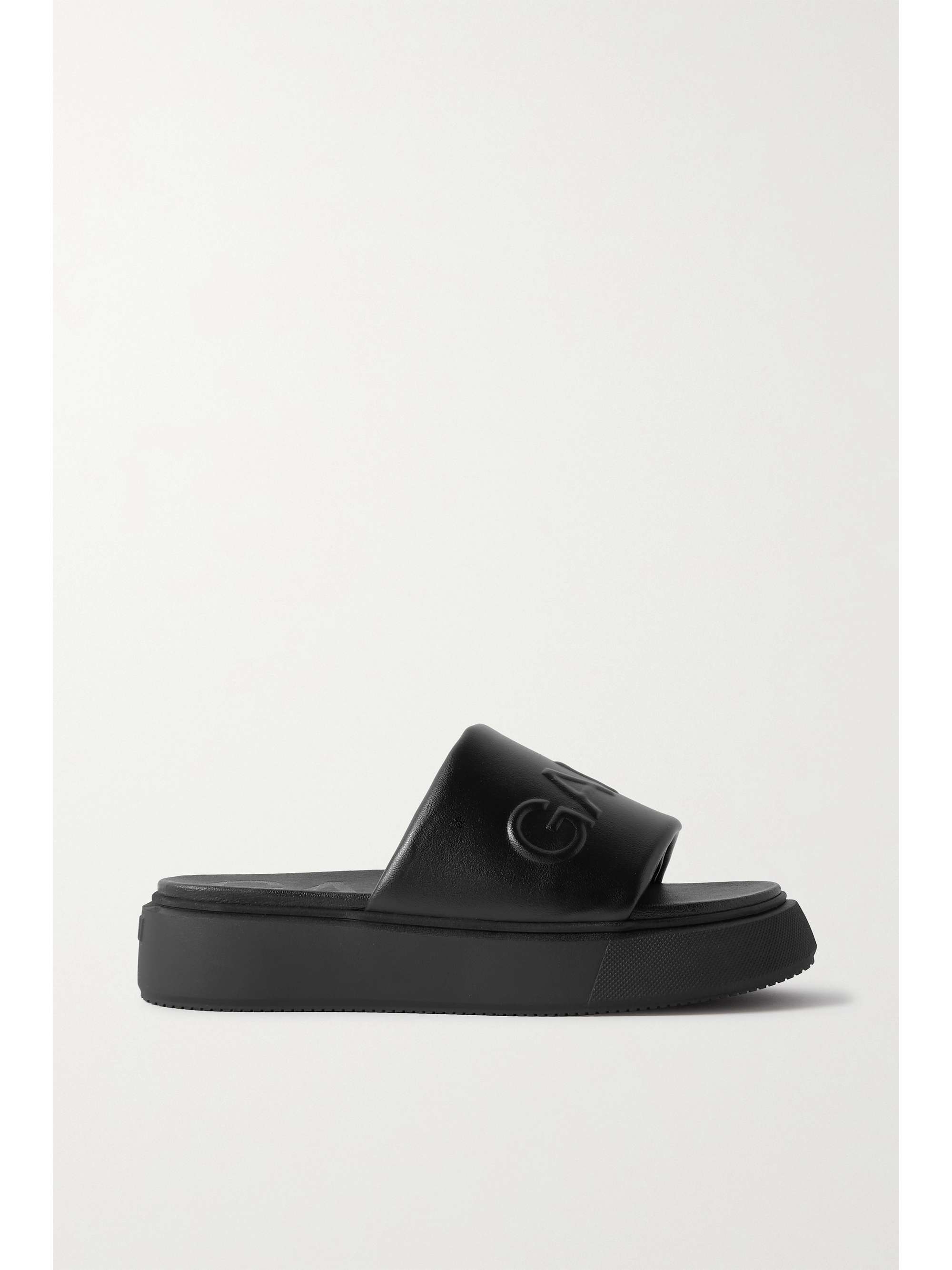 net-a-porter.com | Logo-embossed vegan leather platform slides