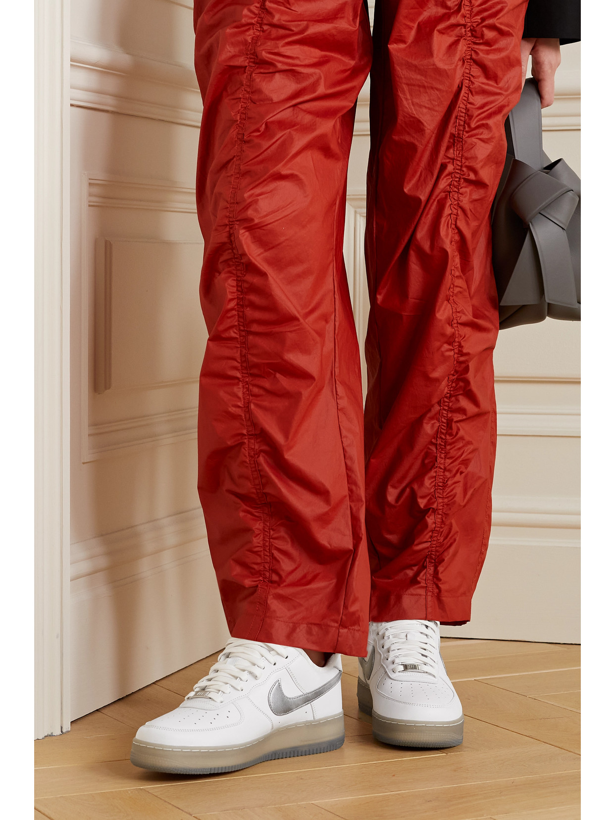 Nike Air Force 1 '07 Leather Sneakers In Silver