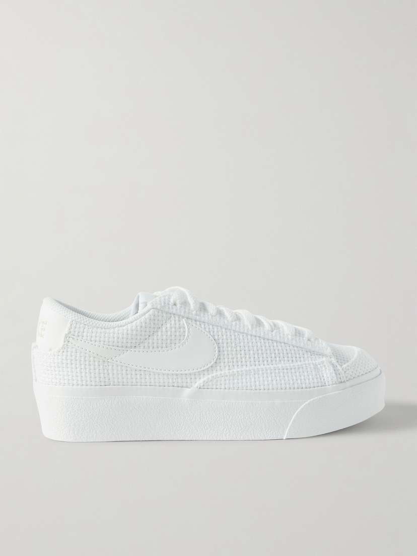Nike Blazer Low Leather-trimmed Crocheted Platform Sneakers