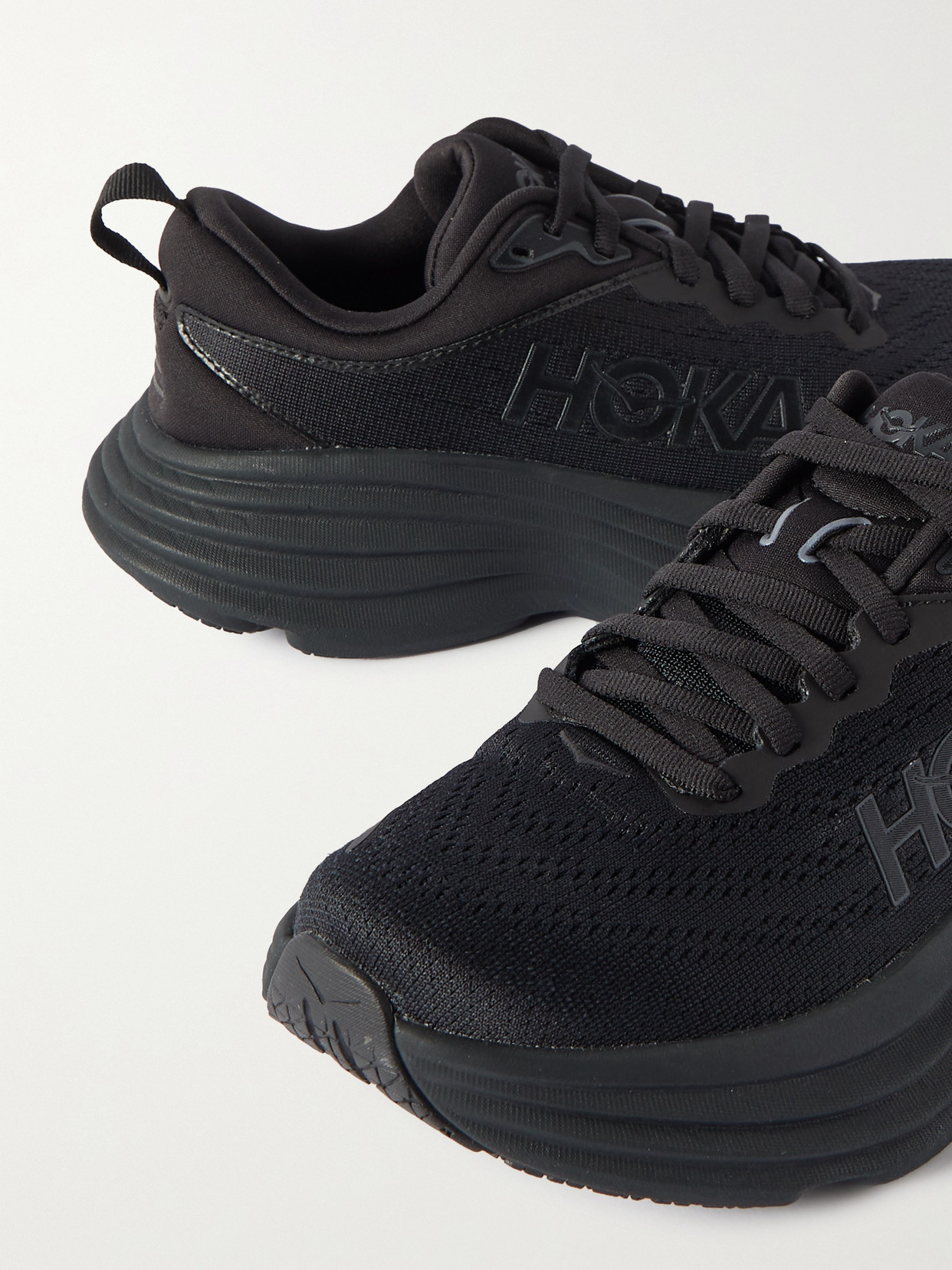 Hoka Bondi 8 Rubber-trimmed Mesh Sneakers In Black