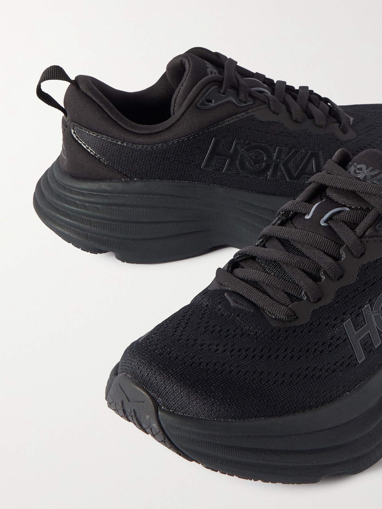 Shop Hoka One One Bondi 8 Rubber-trimmed Mesh Sneakers In Black