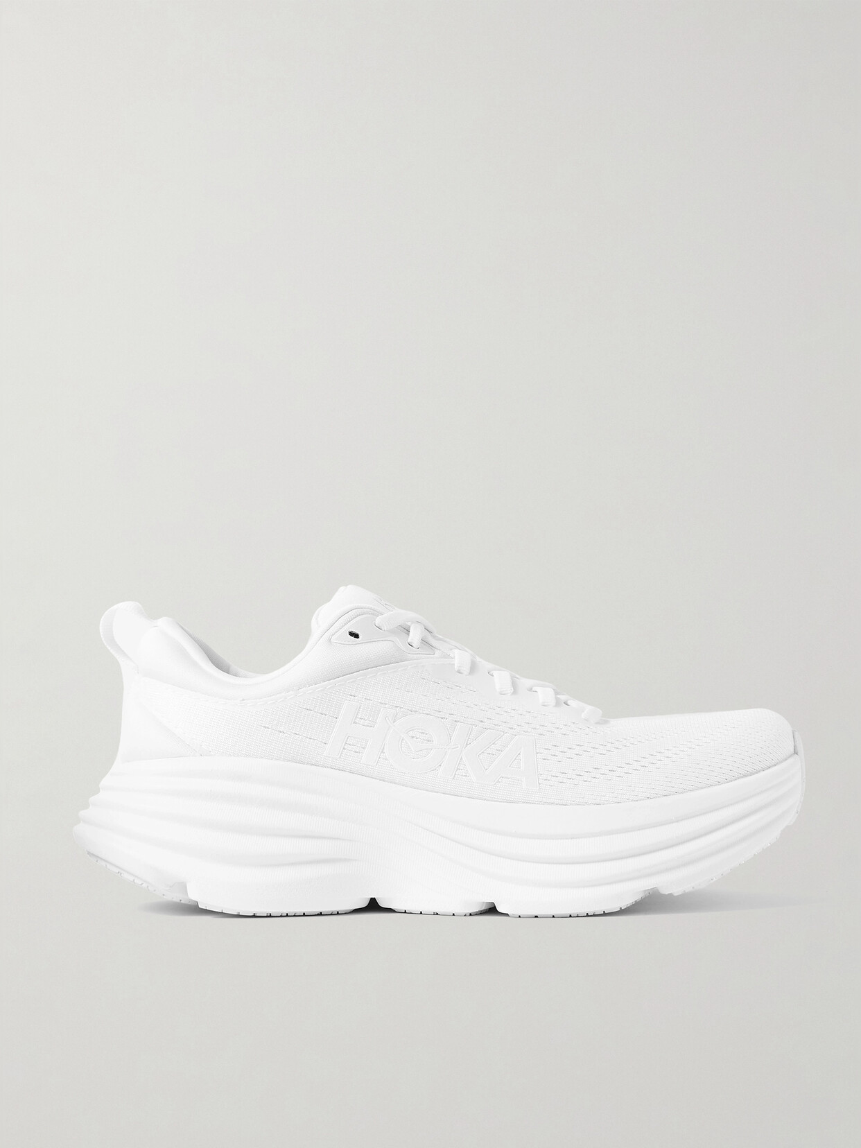 Hoka One One Bondi 8 Rubber-trimmed Mesh Sneakers In White