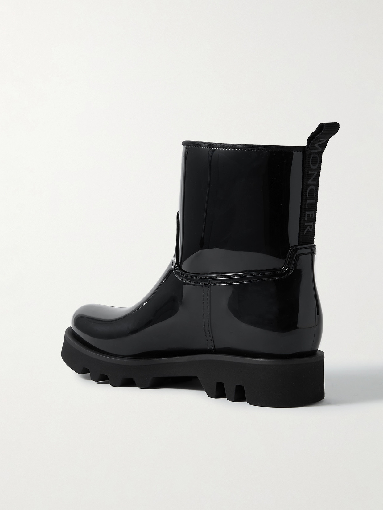 MONCLER GINETTE LOGO-APPLIQUÉD GLOSSED-RUBBER RAIN BOOTS 