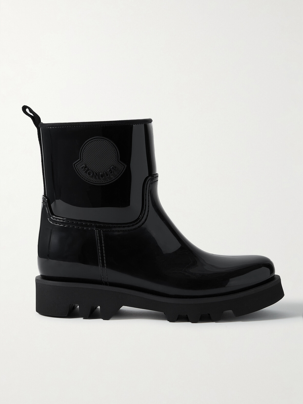 Moncler Ginette Logo-appliquéd Glossed-rubber Rain Boots In Black