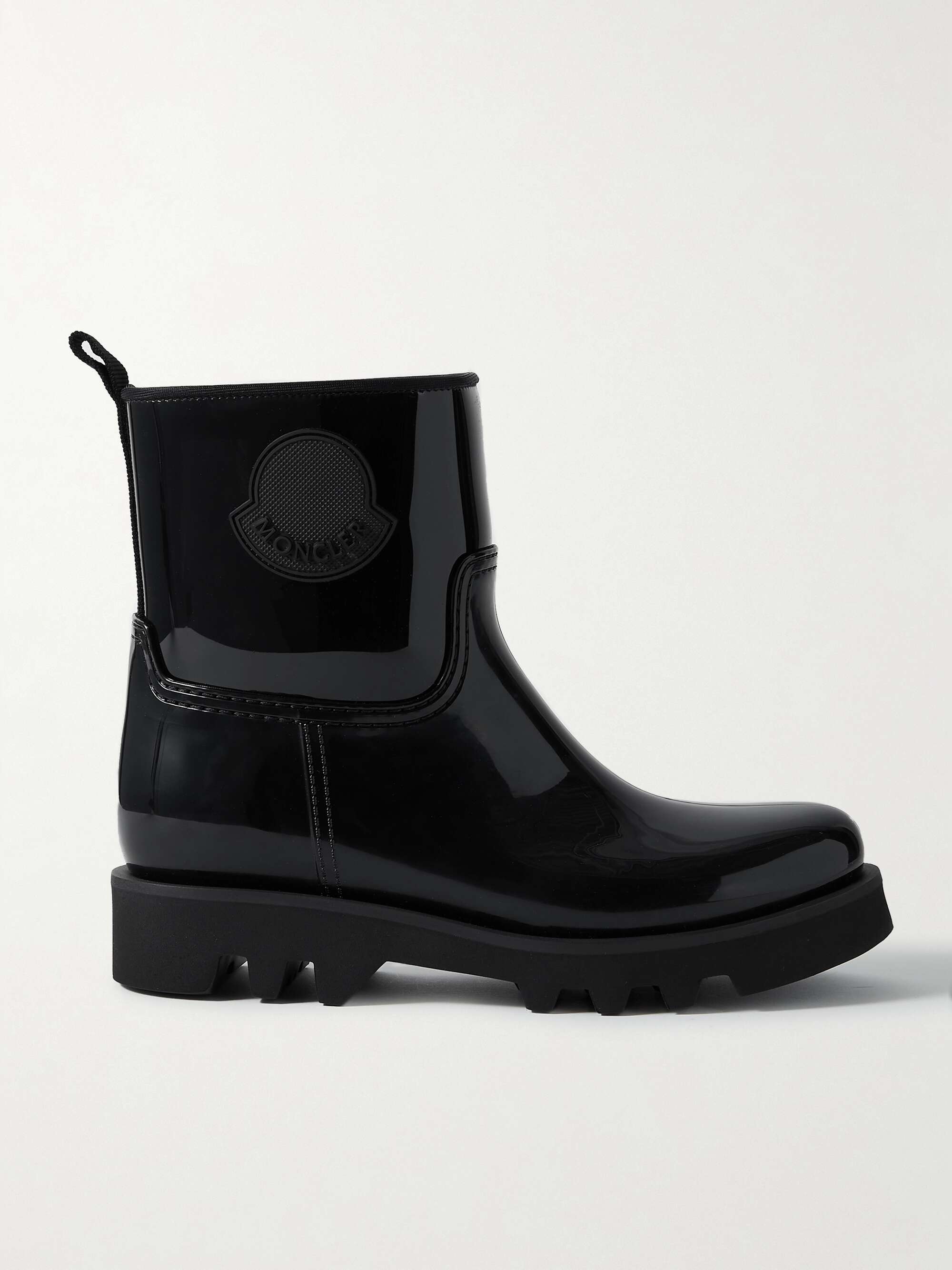 MONCLER Ginette logo-appliquéd glossed-rubber rain boots | NET-A-PORTER