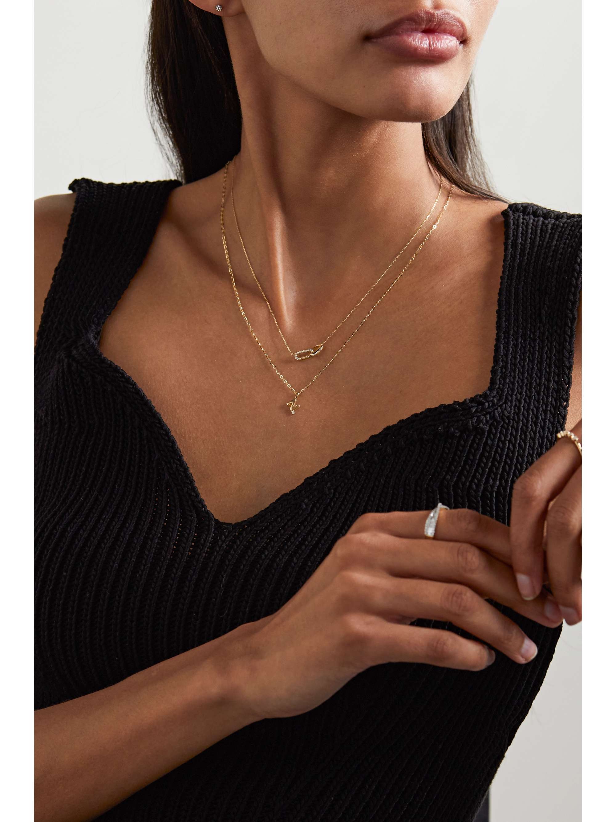 STONE AND STRAND Tiny Bubble Tea 10 karat gold diamond necklace
