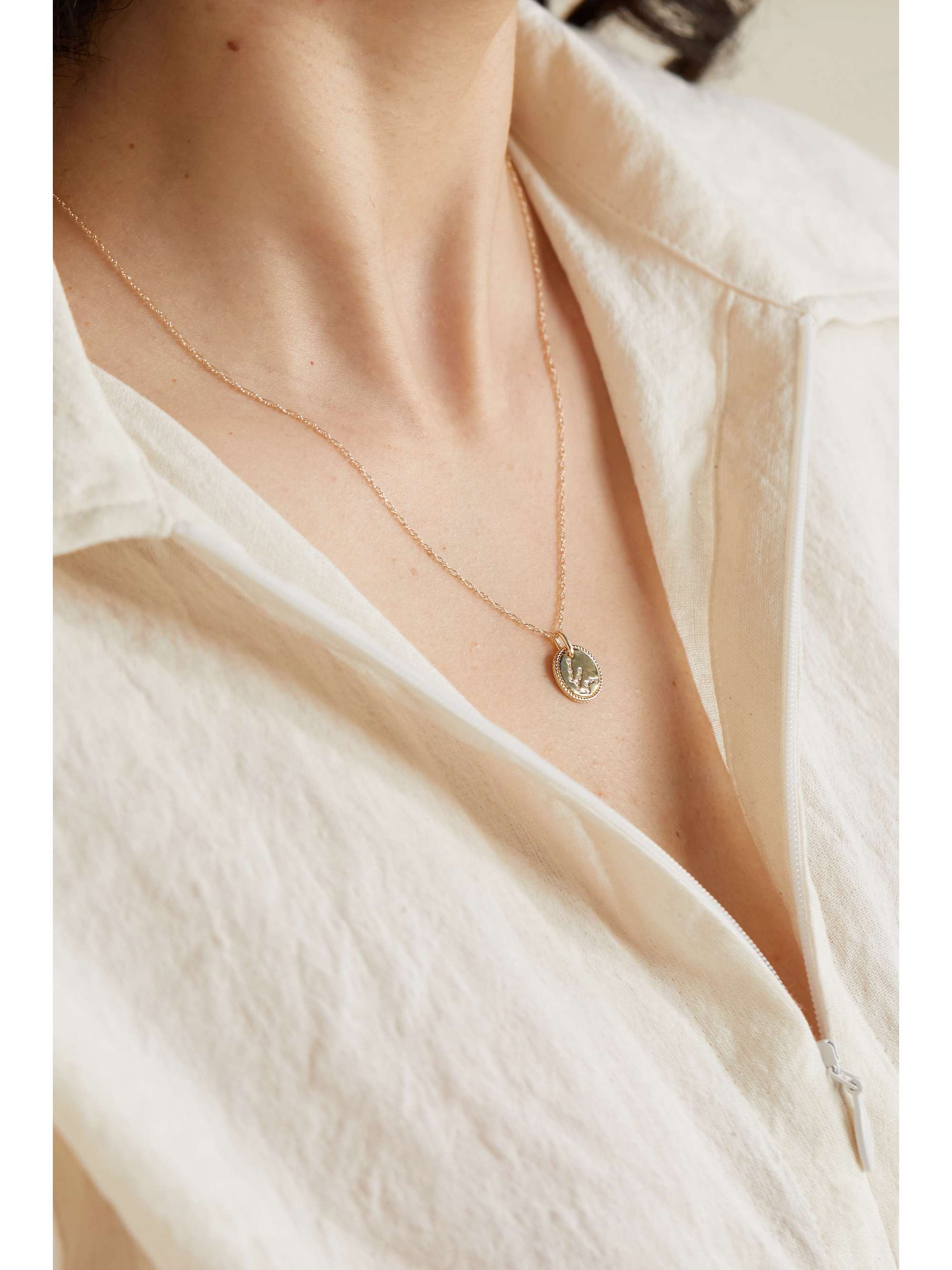 STONE AND STRAND Mini Zodiac 10karat gold diamond necklace NETAPORTER