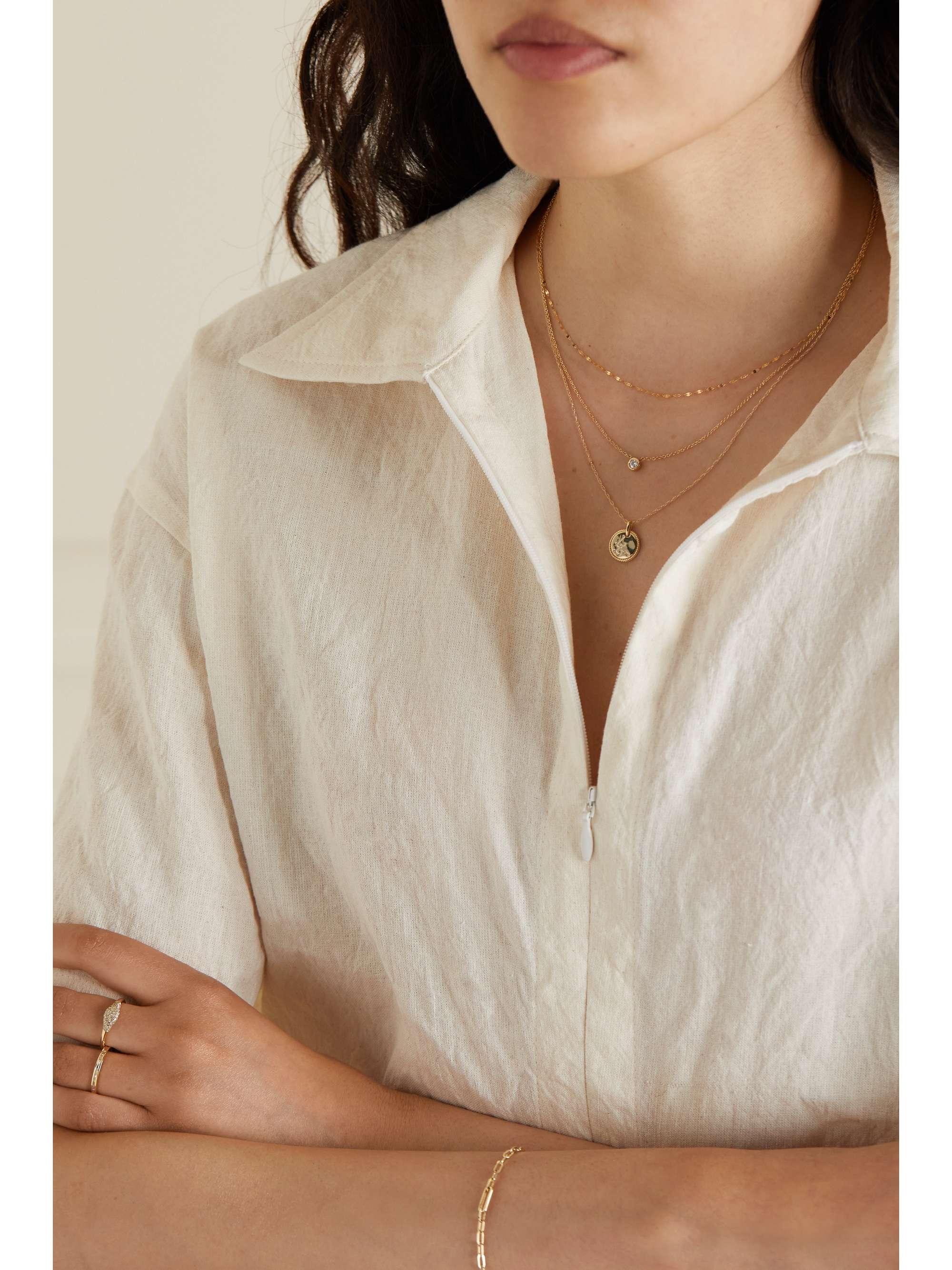 STONE AND STRAND Mini Zodiac 10karat gold diamond necklace NETAPORTER