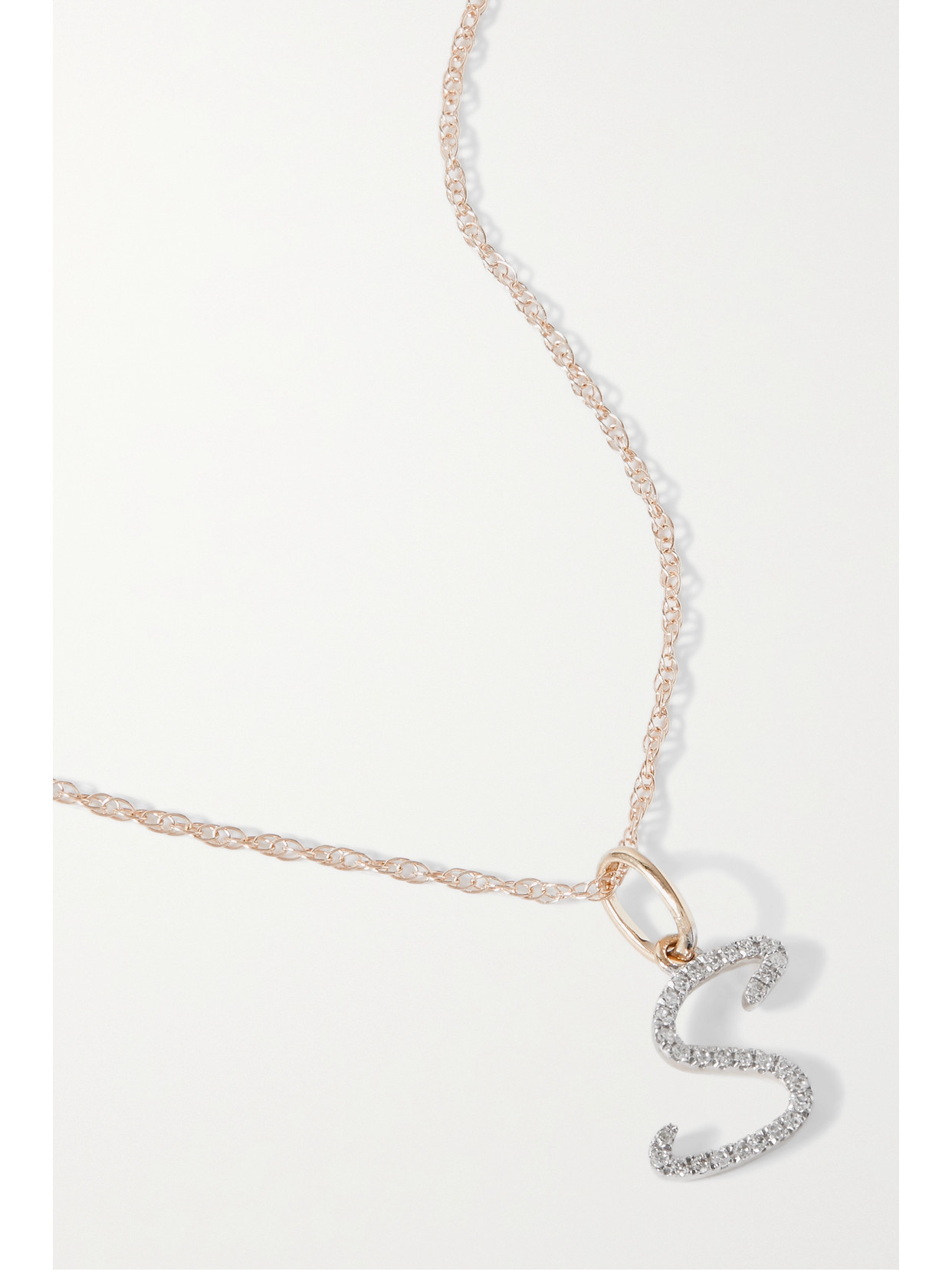 Stone And Strand Large Scripted Initial 10-karat Gold Diamond Necklace In Gold