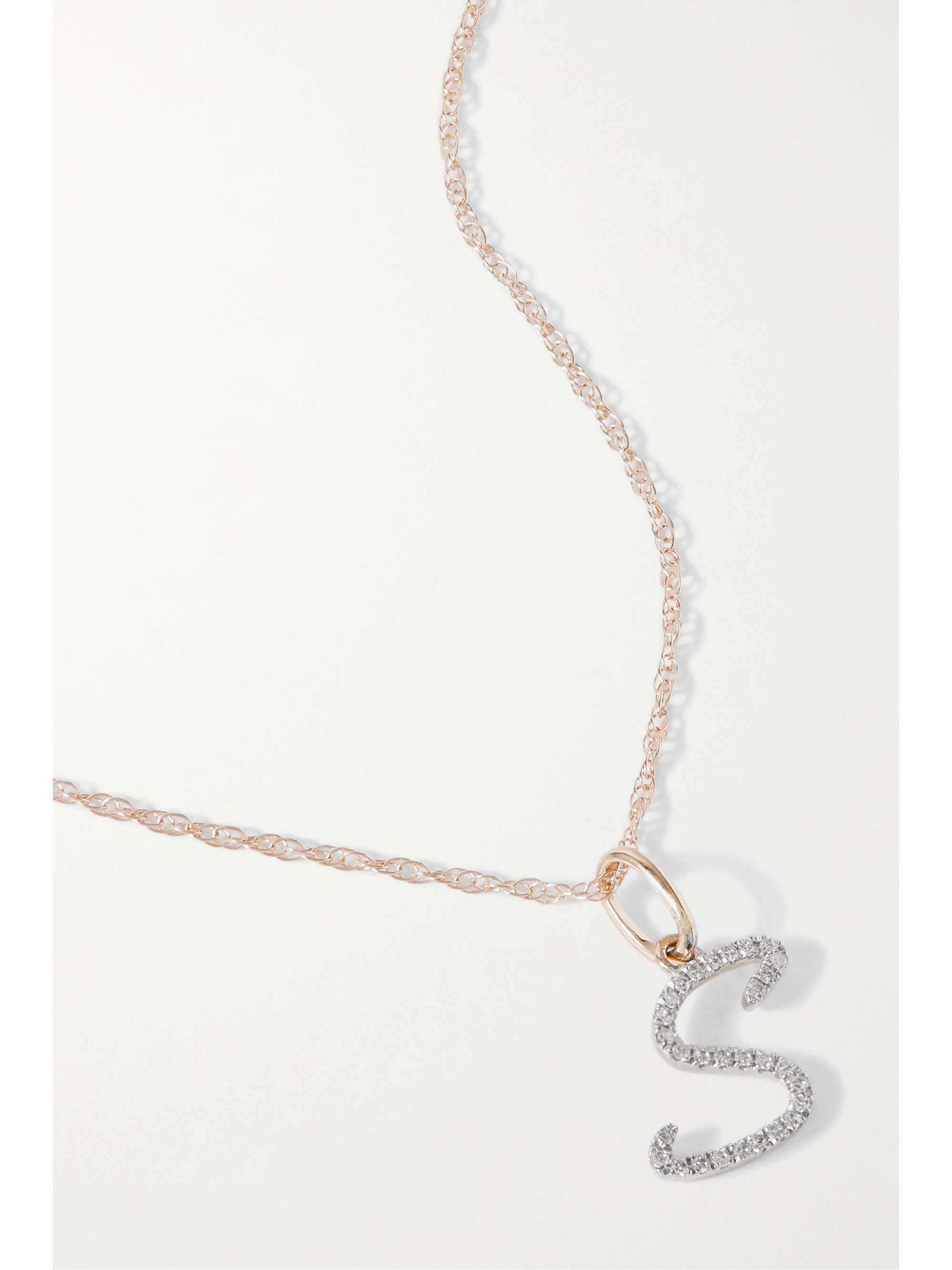 STONE AND STRAND Large Scripted Initial 10karat gold diamond necklace