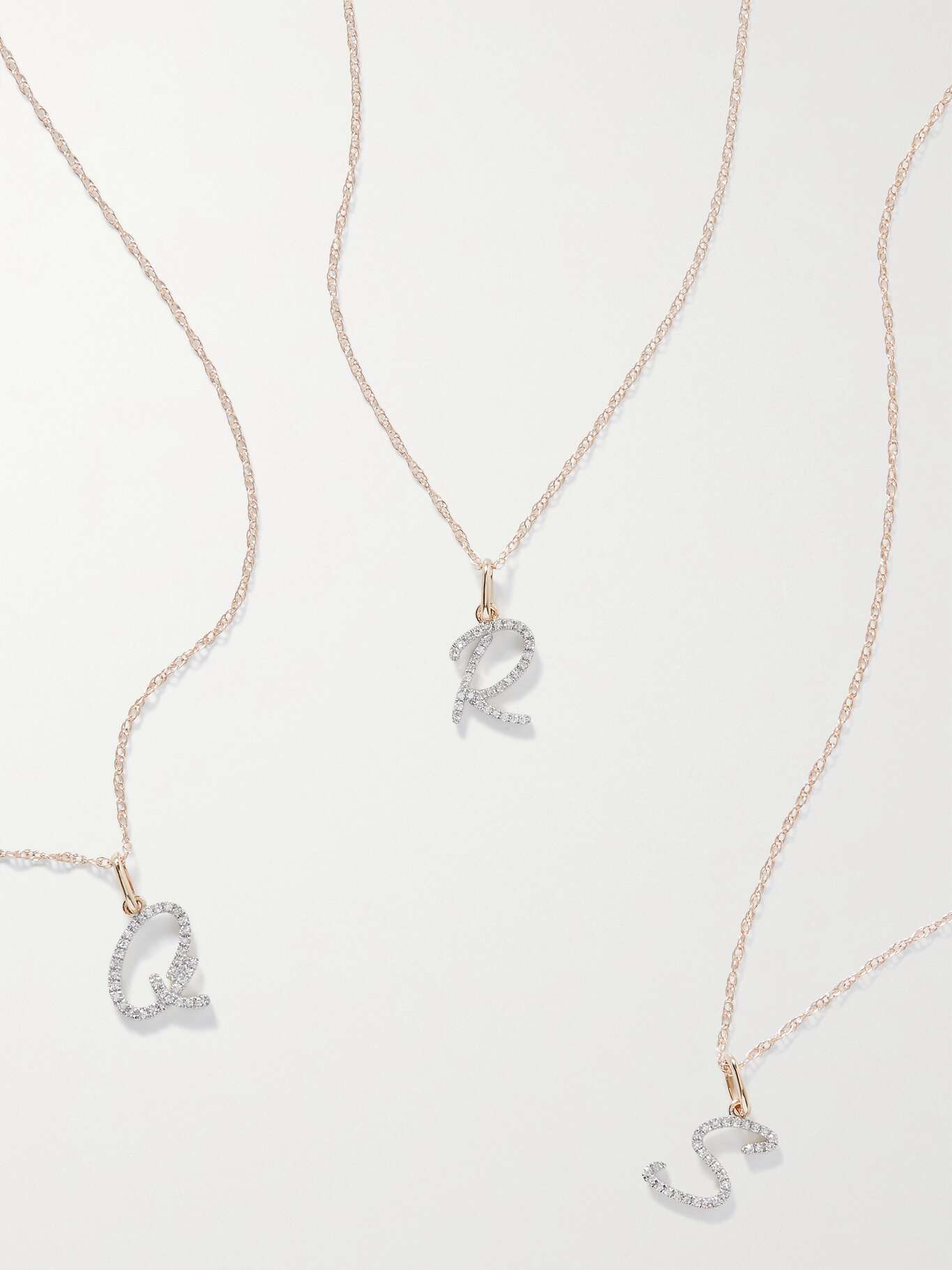 STONE AND STRAND Large Scripted Initial 10karat gold diamond necklace