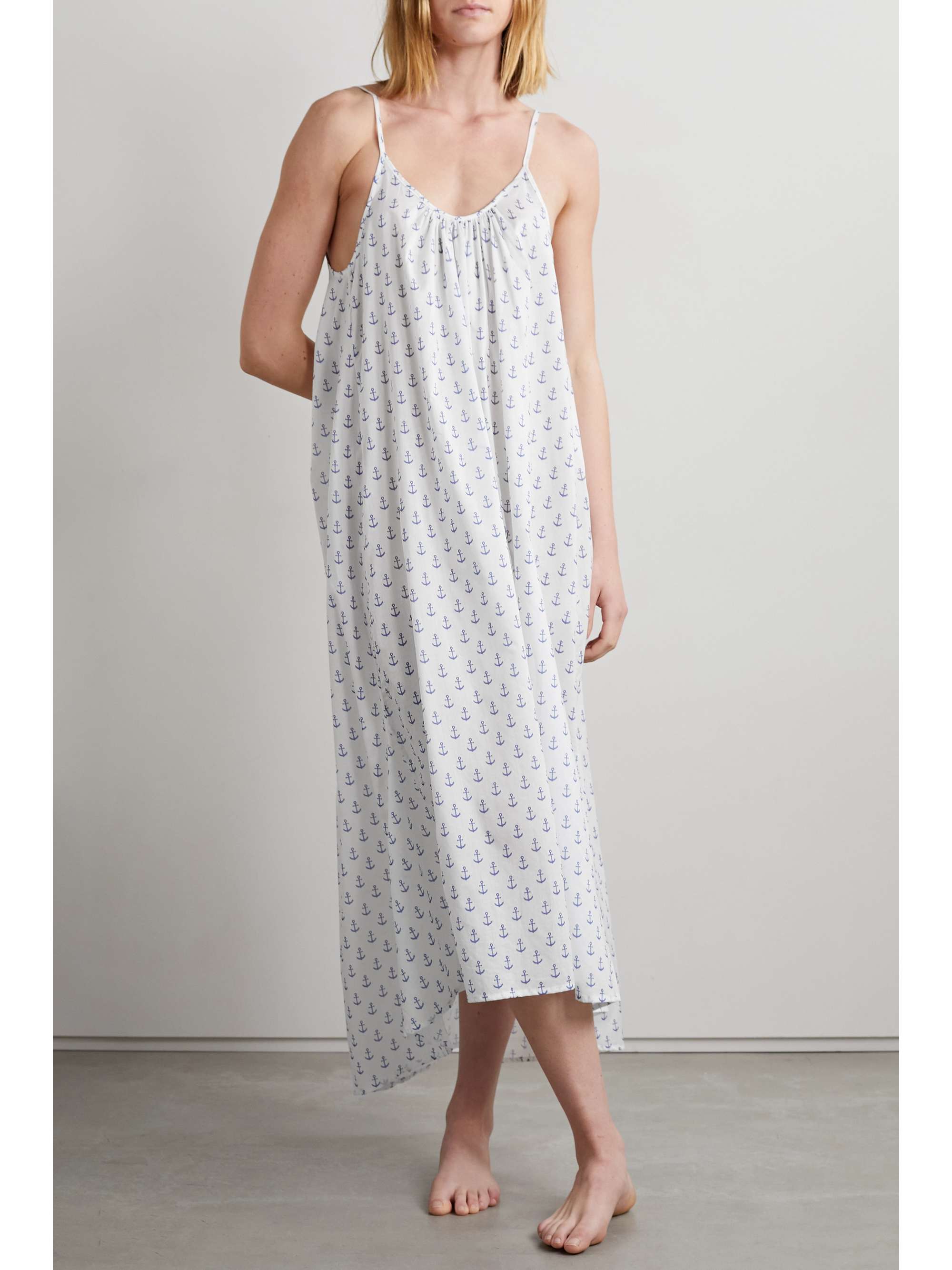 POUR LES FEMMES Printed cotton-voile nightdress