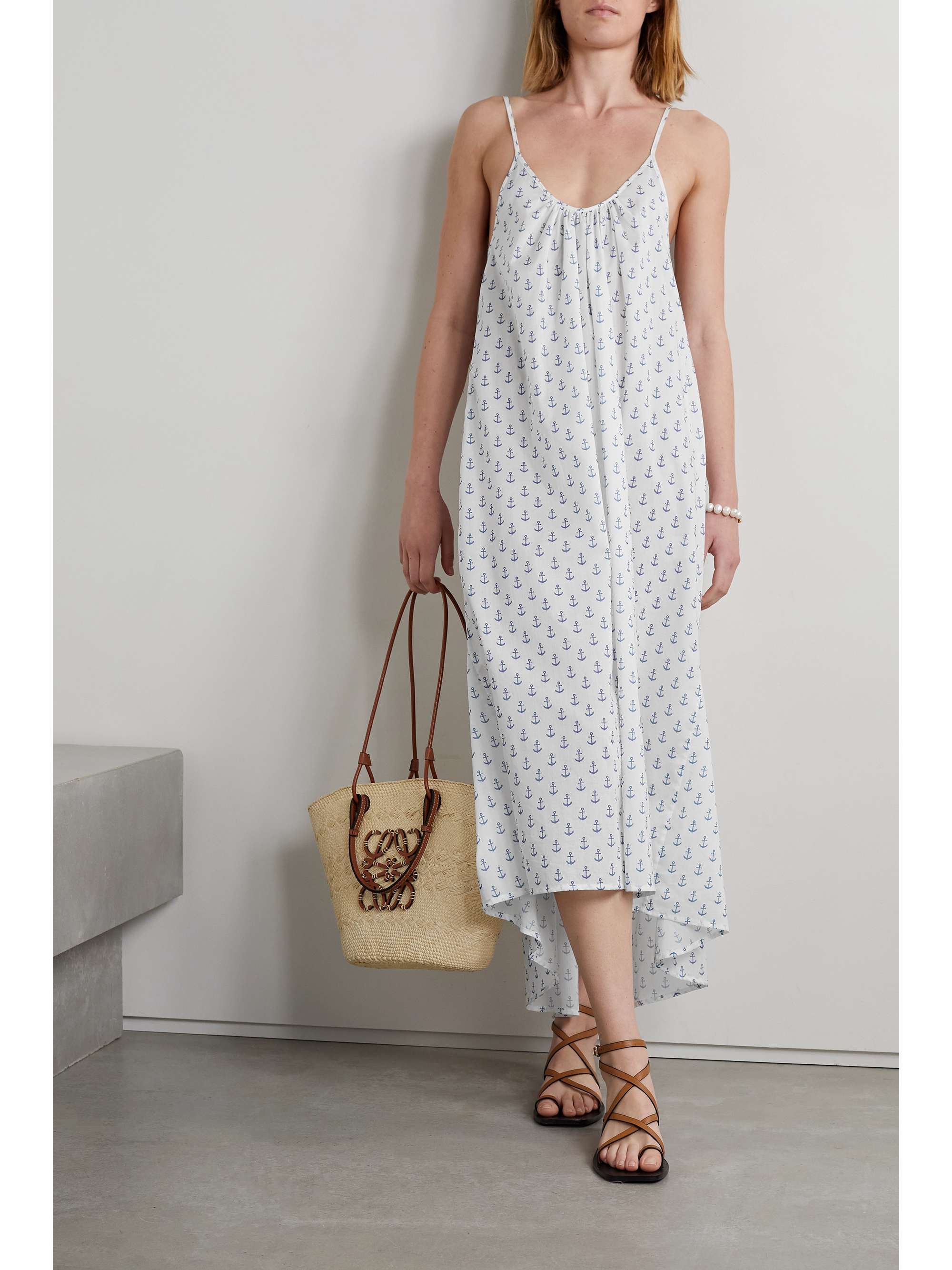 POUR LES FEMMES Printed cotton-voile nightdress