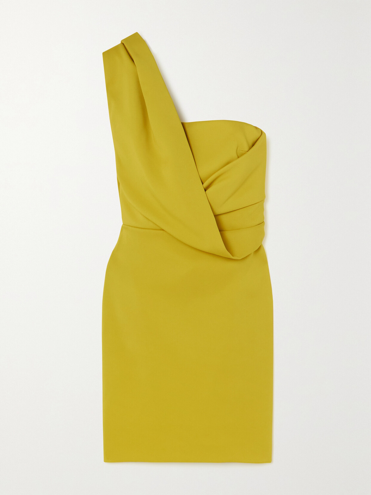 TOM FORD One-shoulder Draped Crepe Mini Dress - Yellow