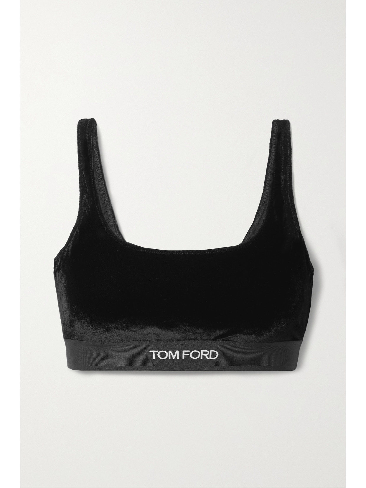 Tom Ford Stretch Lustrous Velour Signature Bralette Clothing In Black