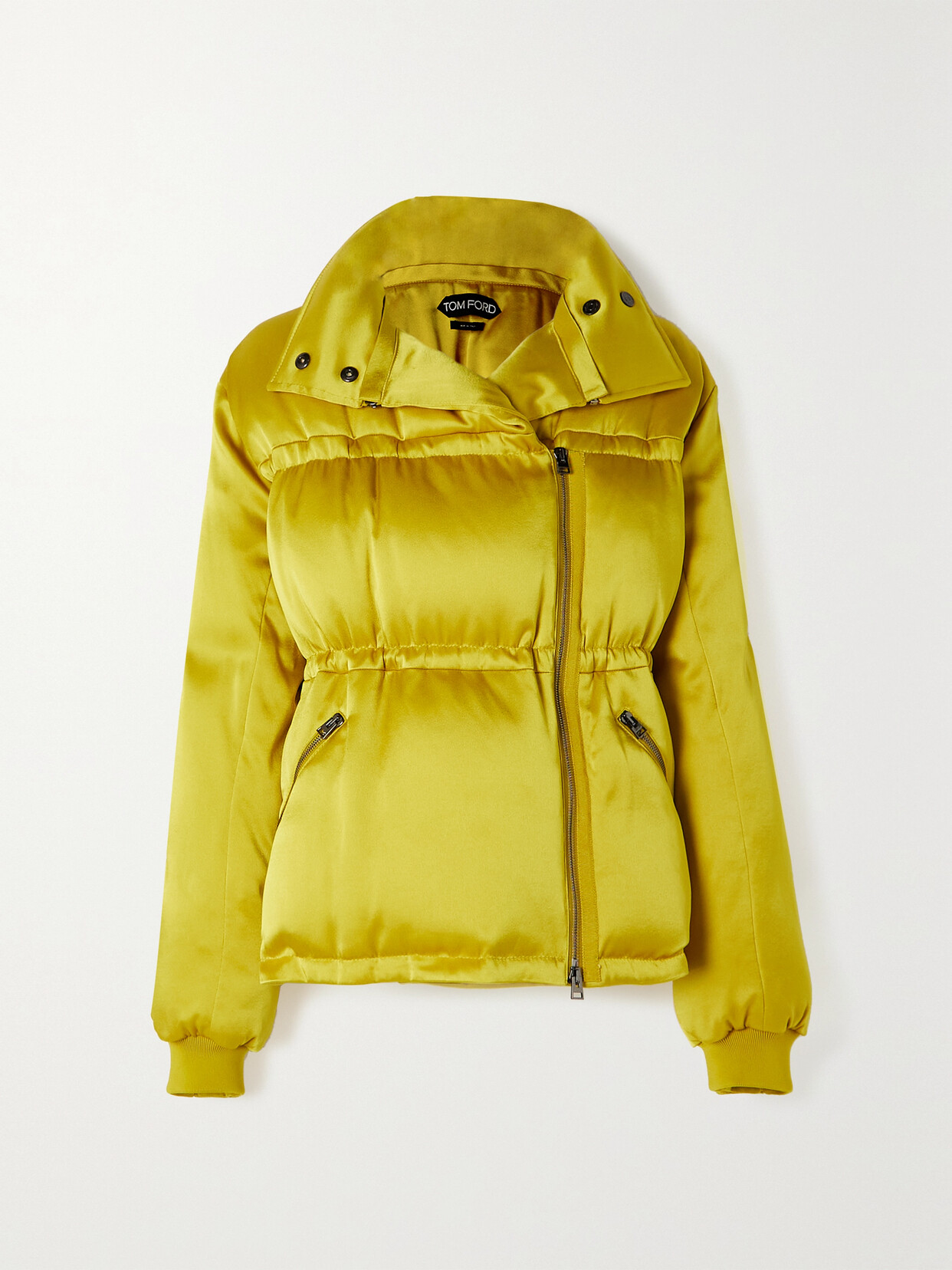 TOM FORD - Convertible Quilted Satin Down Coat - Yellow 22 Awaiting product image
