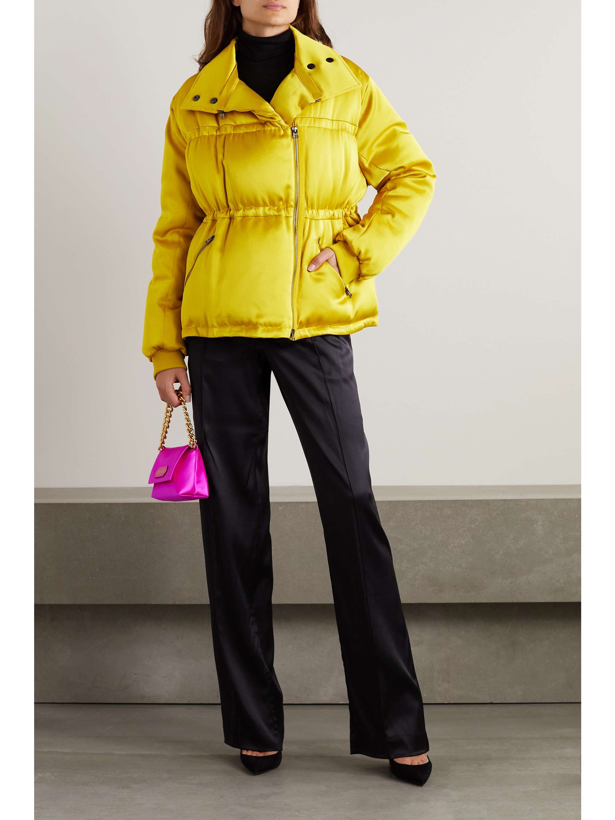 TOM FORD Convertible quilted satin down coat