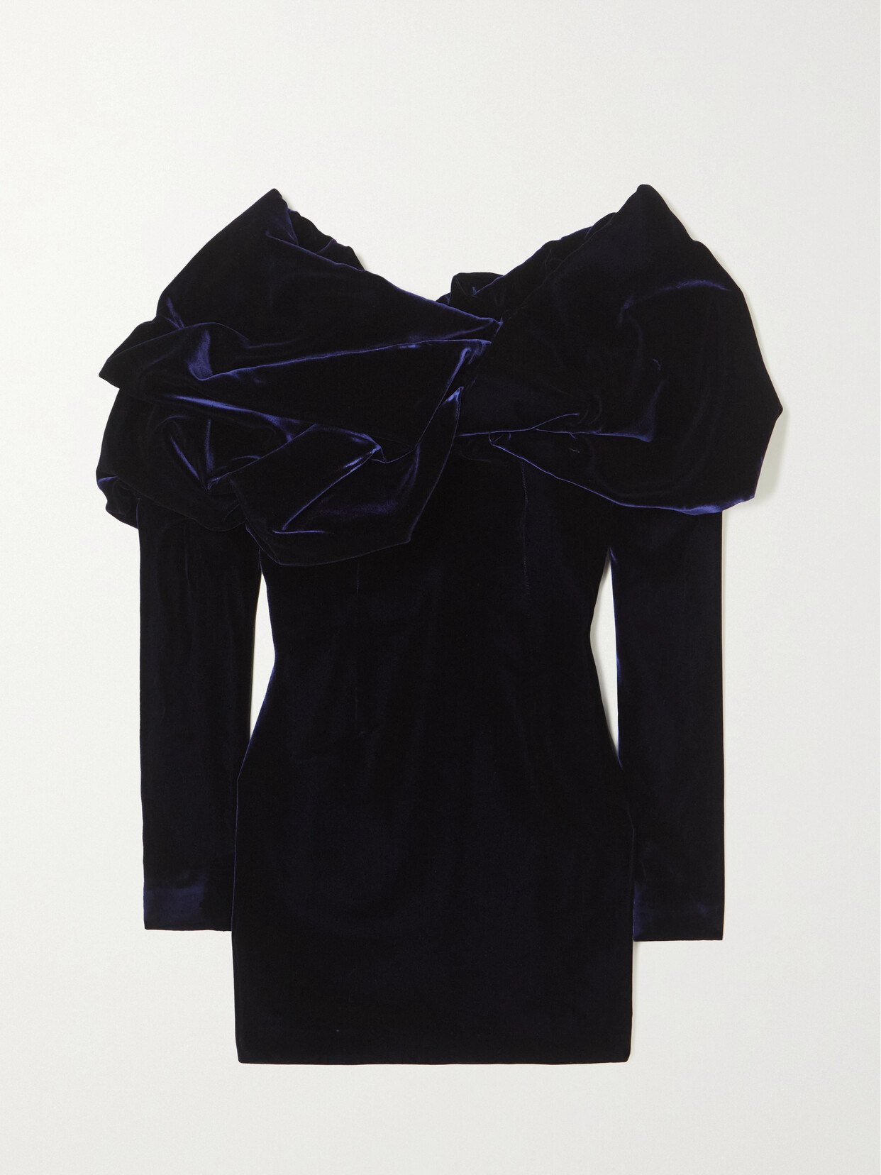 TOM FORD Off-the-shoulder Gathered Velvet Mini Dress