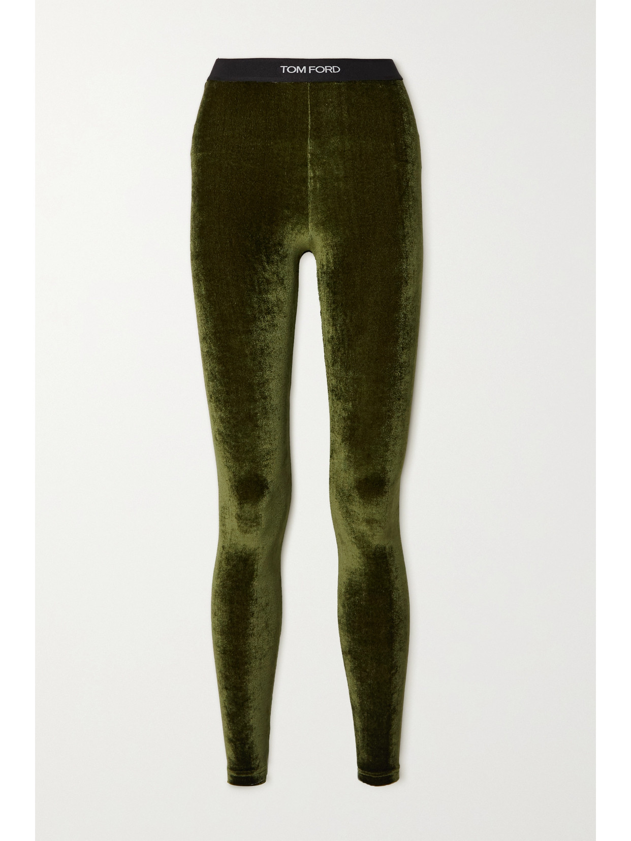 TOM FORD JACQUARD-TRIMMED VELOUR LEGGINGS