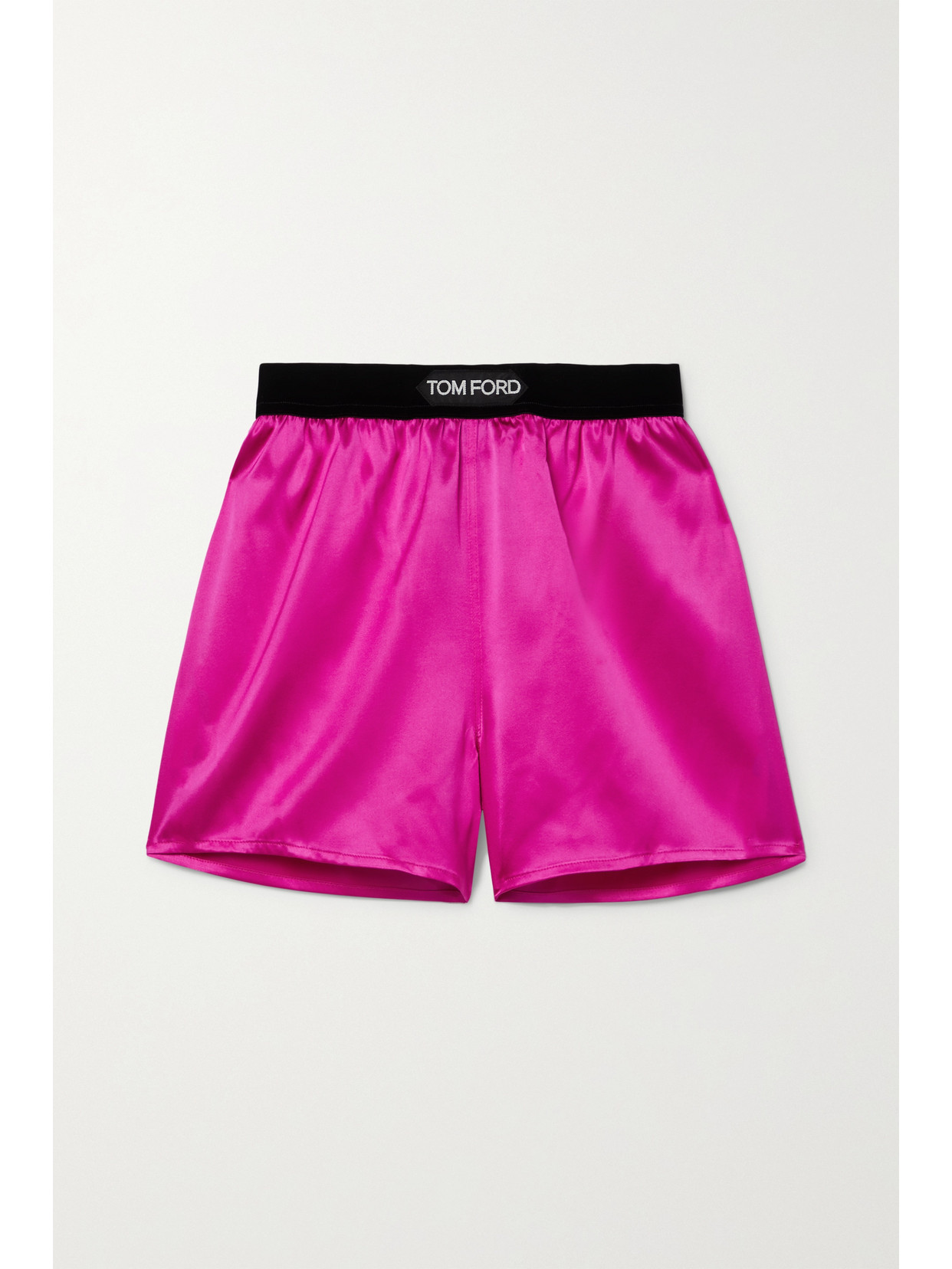 Tom Ford Pink Satin Shorts With Logo On Waistband In Stretch Silk