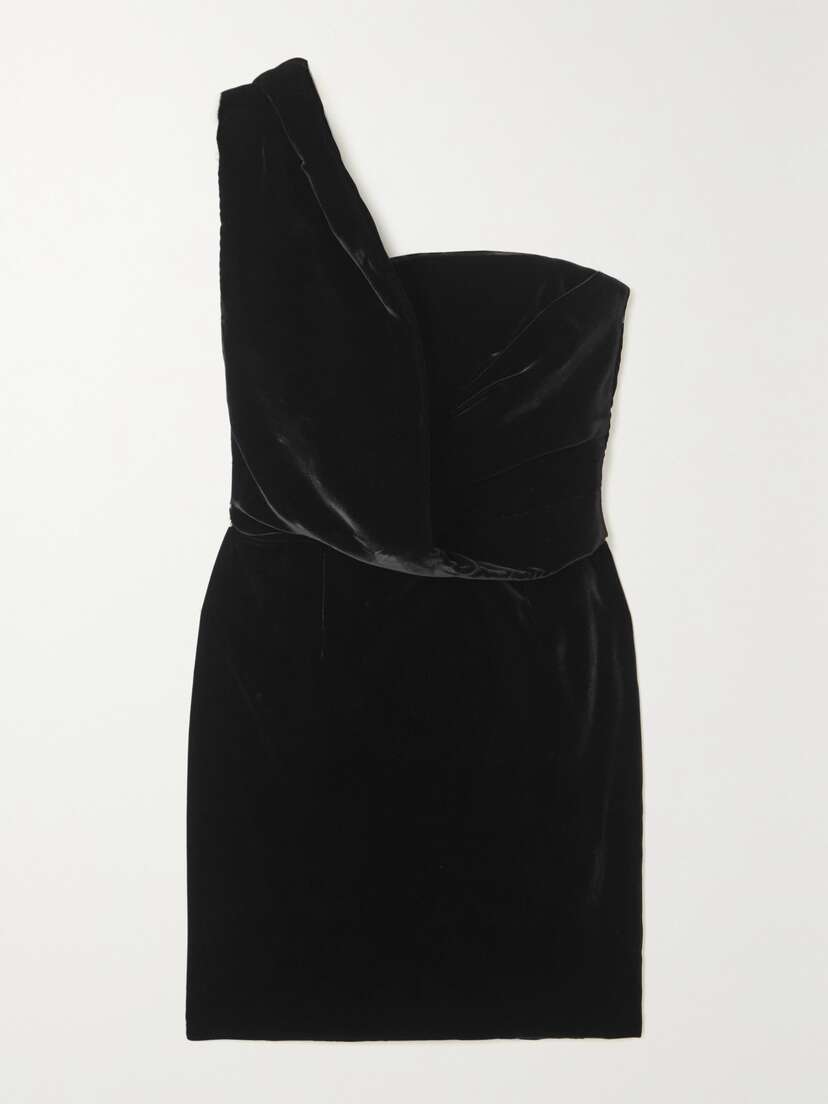 Tom Ford One-shoulder Draped Velvet Mini Dress