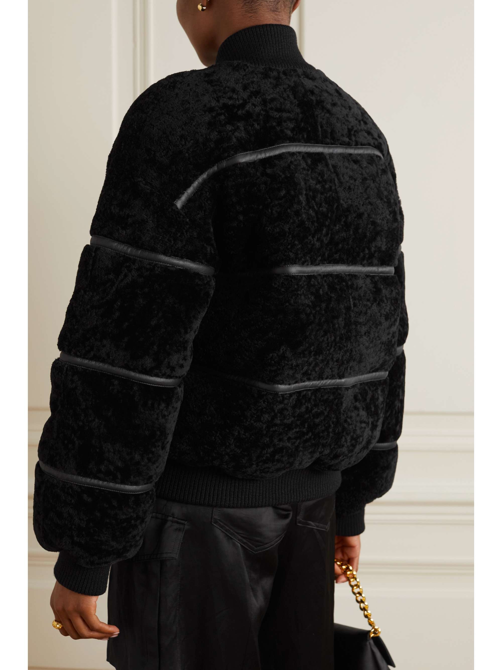 TOM FORD Leather-trimmed quilted shearling down bomber jacket