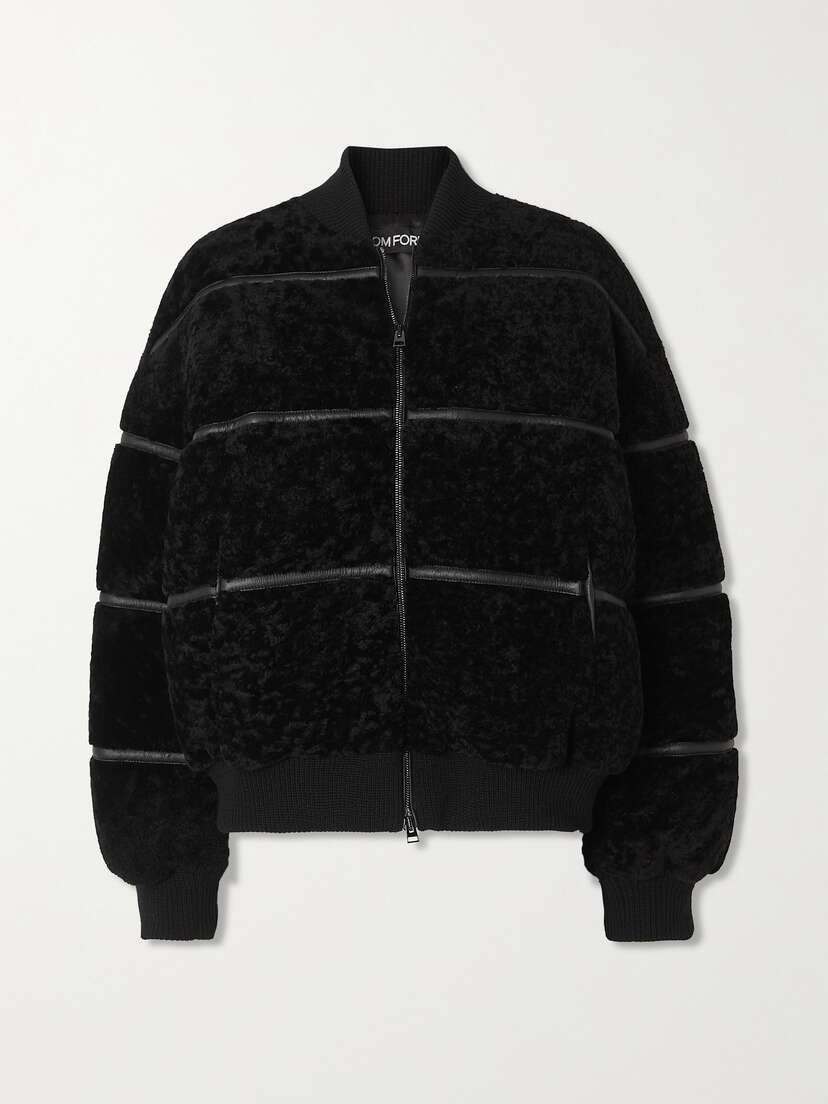 Tom Ford Leather-trimmed Quilted Shearling Down Bomber Jacket