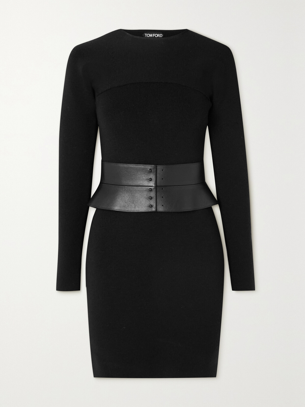 TOM FORD Ribbed Wool-blend Mini Dress - Black