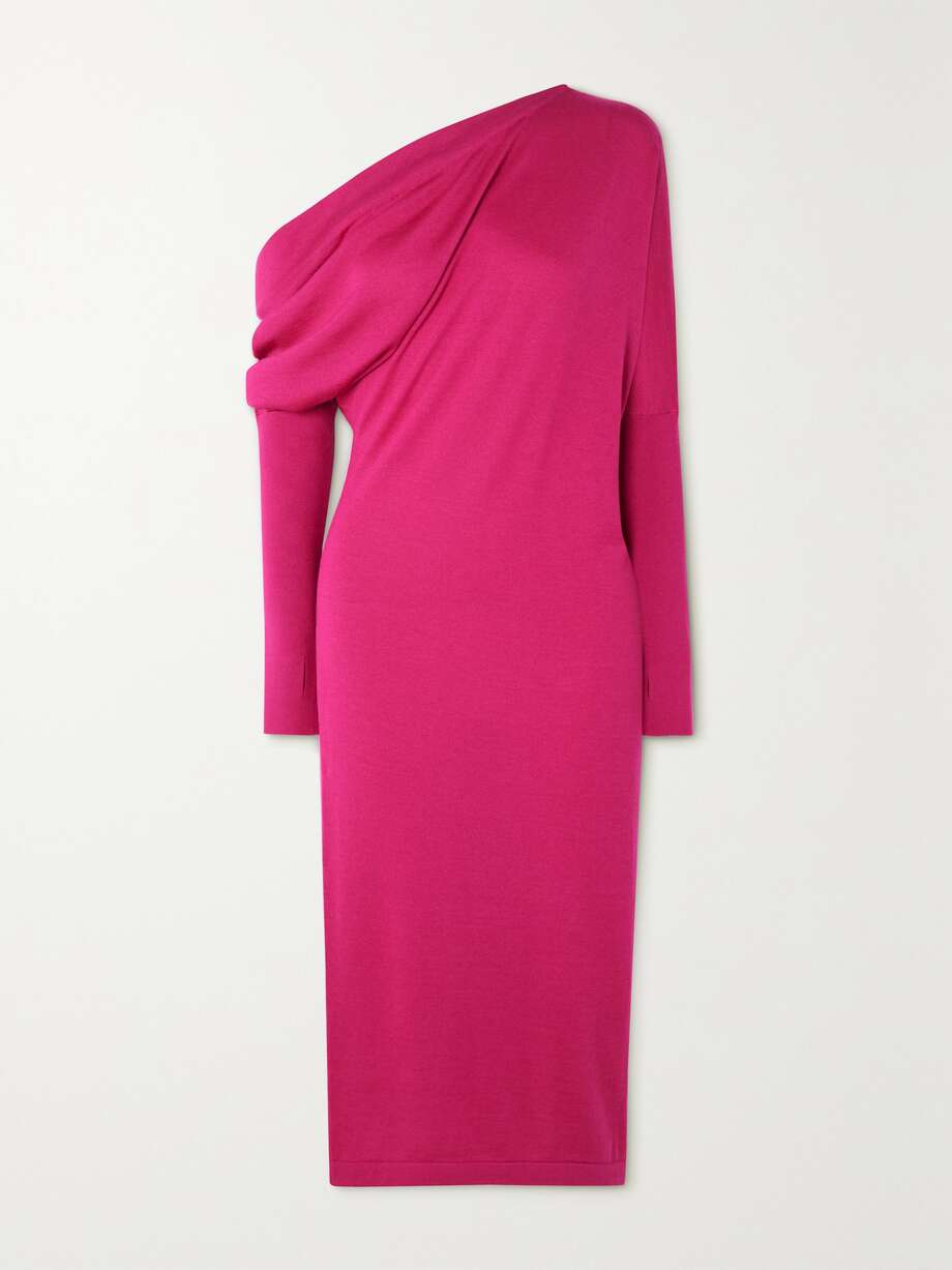 net-a-porter.com | TOM FORD One-shoulder cashmere and silk-blend midi dress