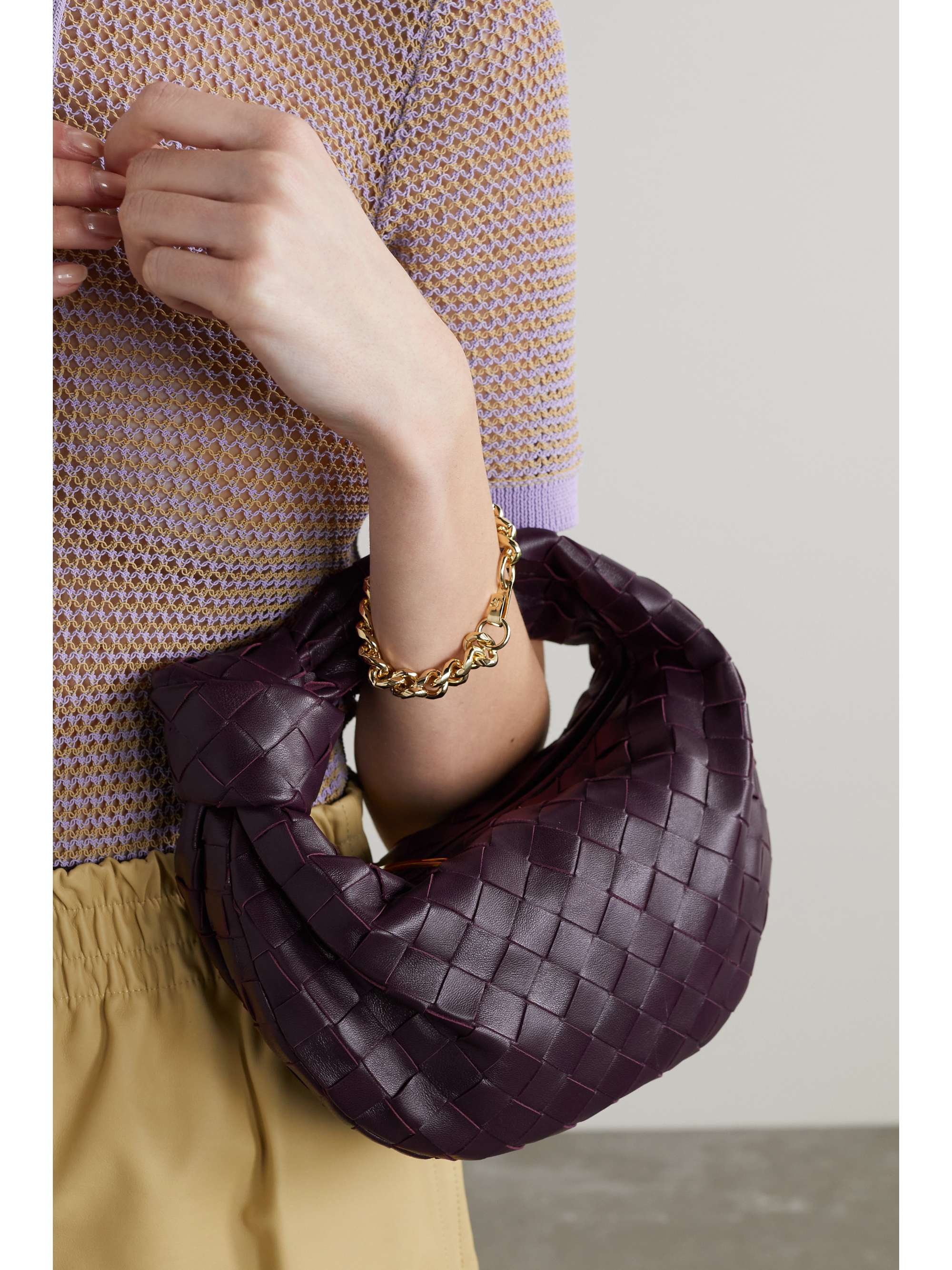 Bottega Veneta - Jodie Mini Knotted Intrecciato Leather Tote - Purple - One Size - Net A Porter